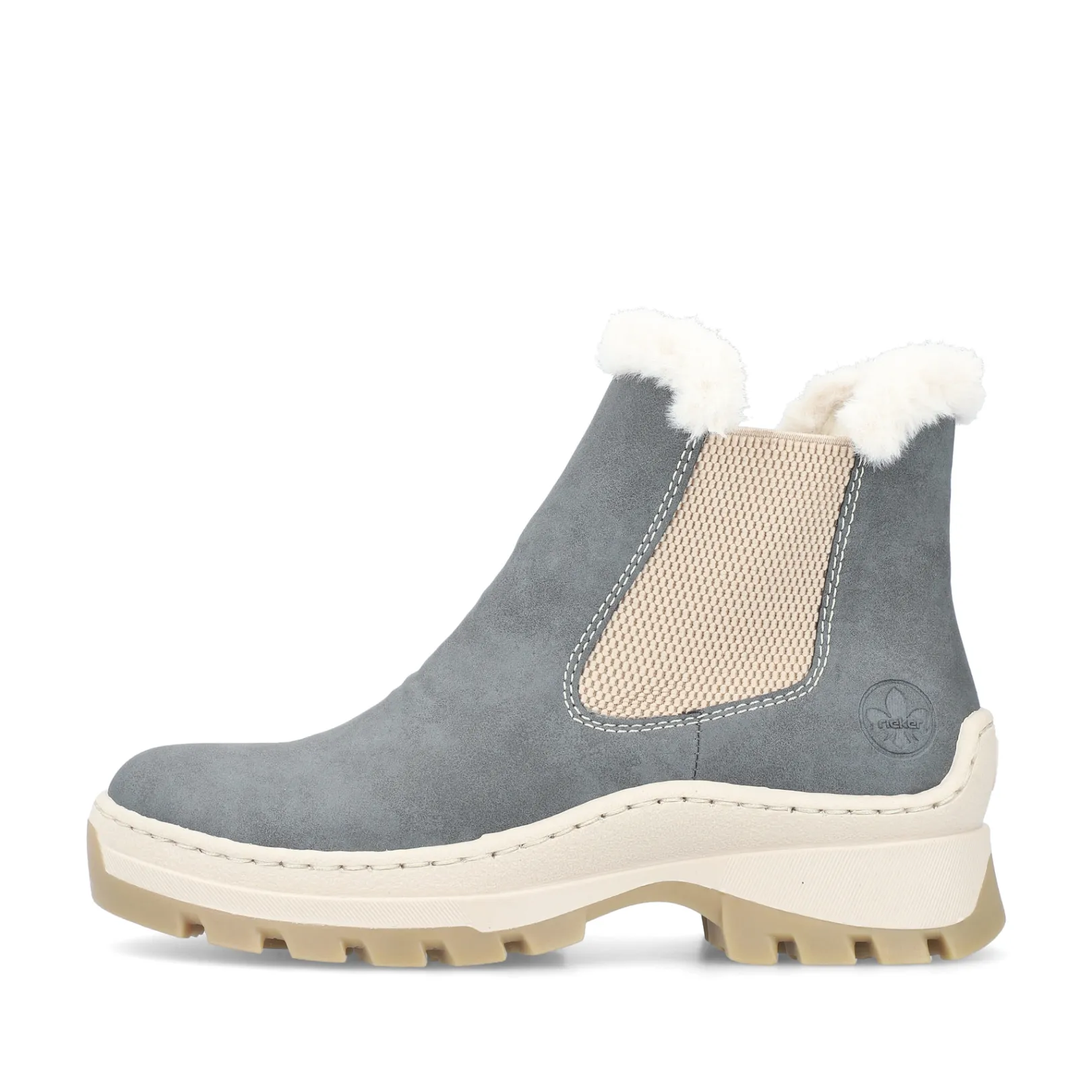 Rieker Fluffy | Chelsea Boots<Damen Chelsea Boots grau-beige Blau