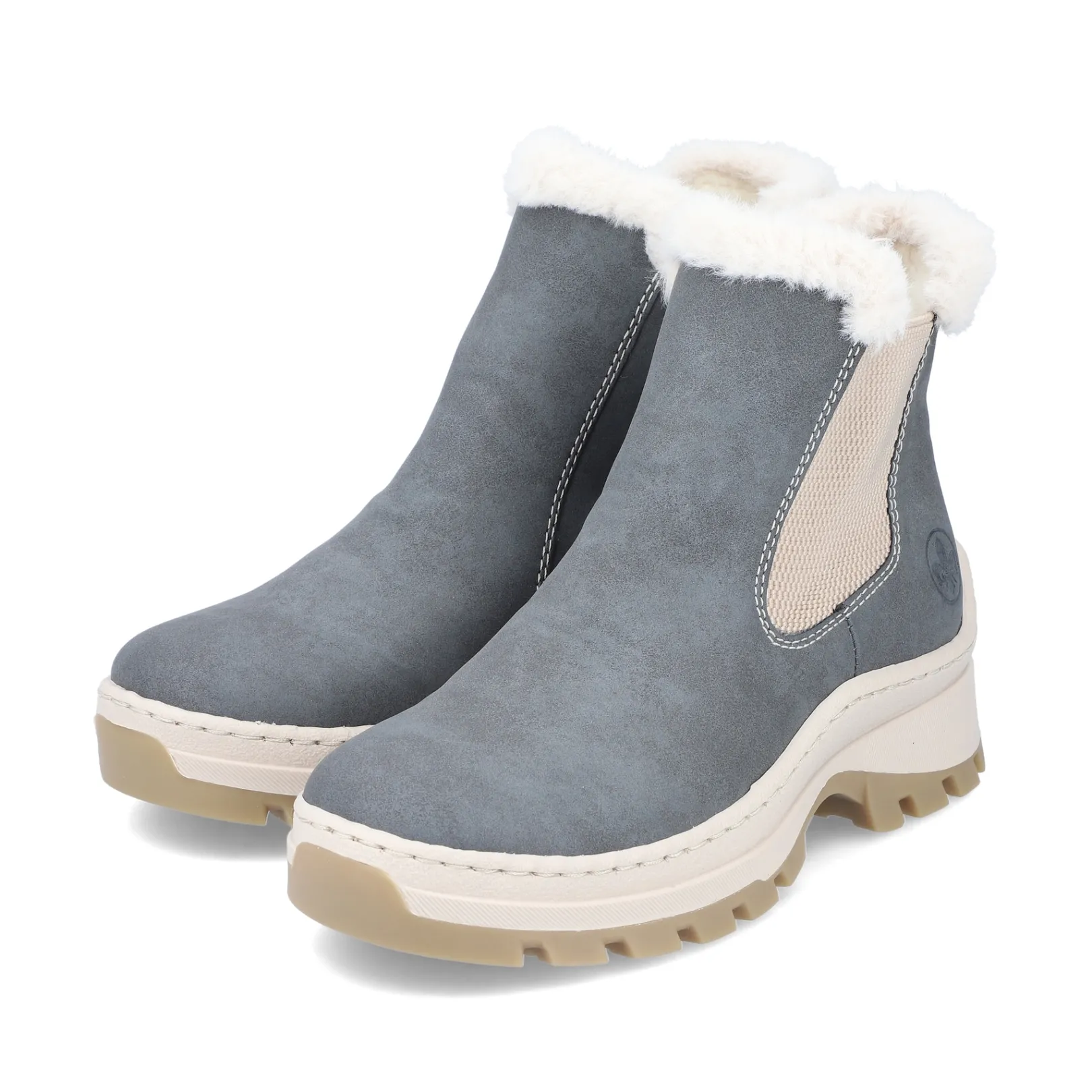 Rieker Fluffy | Chelsea Boots<Damen Chelsea Boots grau-beige Blau