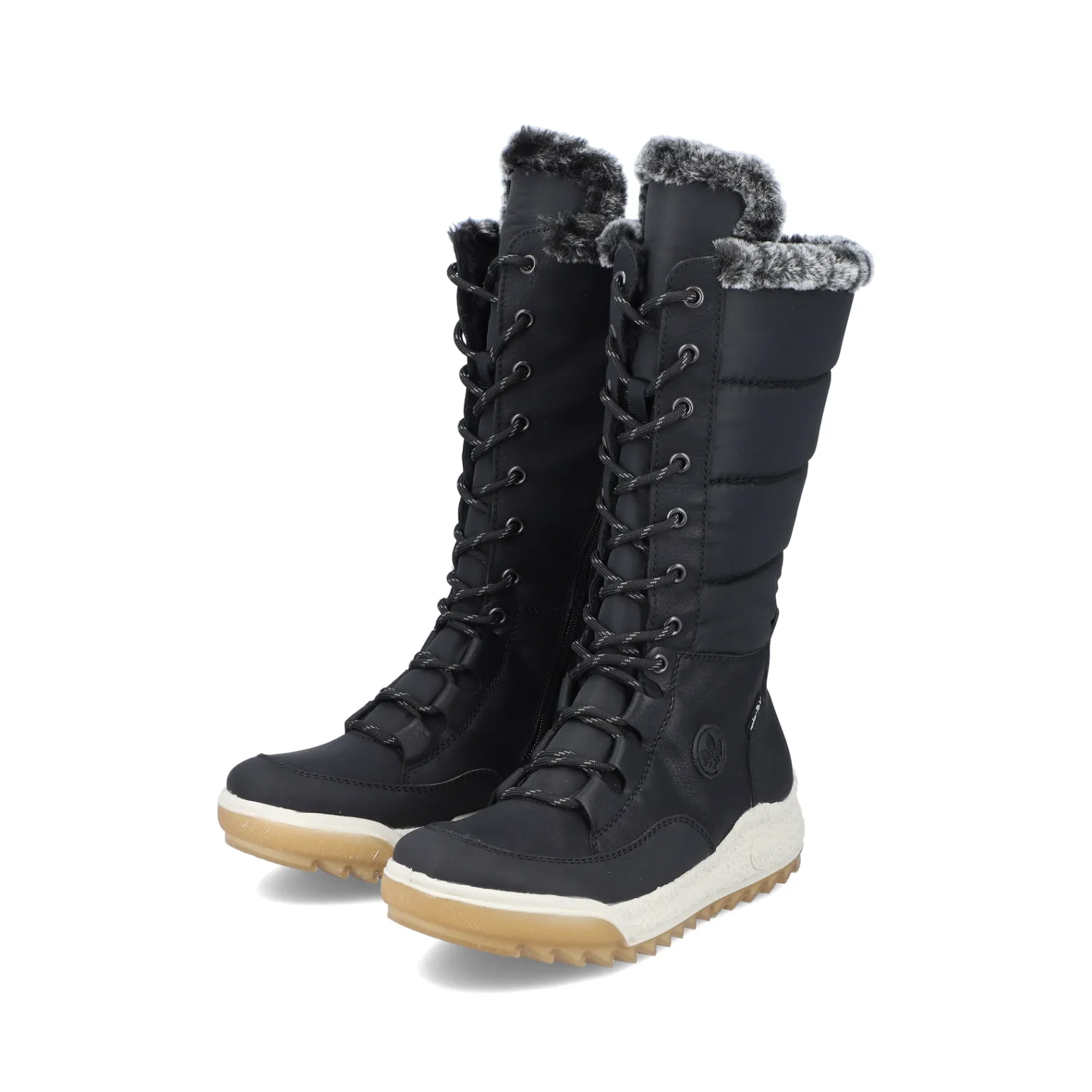 Rieker Stiefeletten & Boots | Fluffy<Damen Hochschaftstiefel asphalt Schwarz