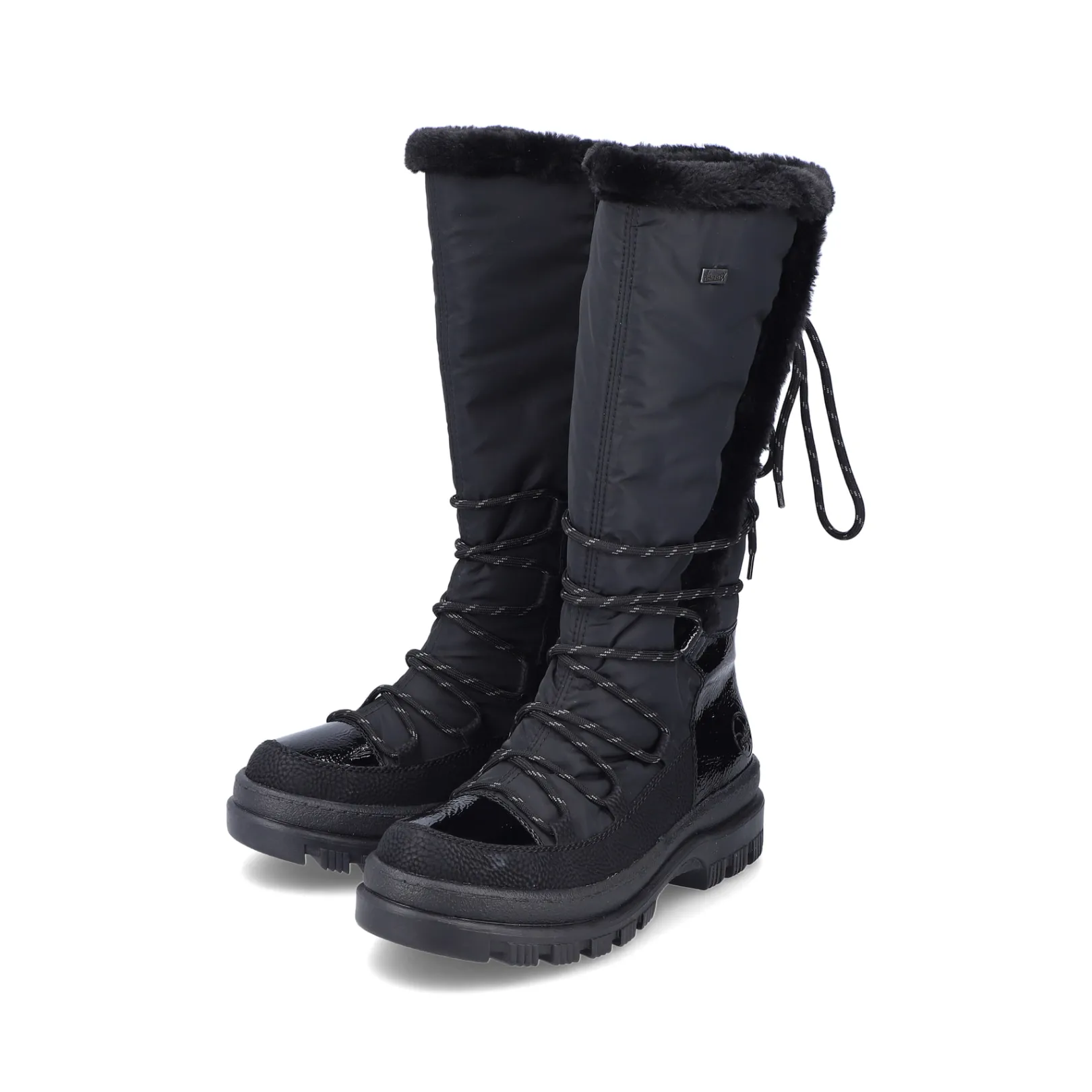 Rieker Stiefeletten & Boots | Fluffy<Damen Hochschaftstiefel graphit Schwarz