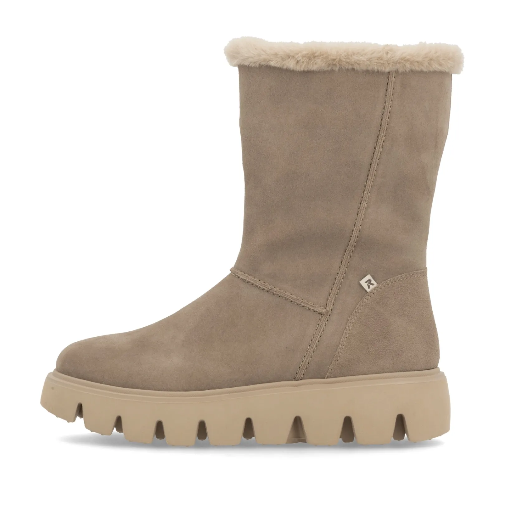 Rieker Stiefeletten & Boots | Fluffy<Damen Hochschaftstiefel grau Beige