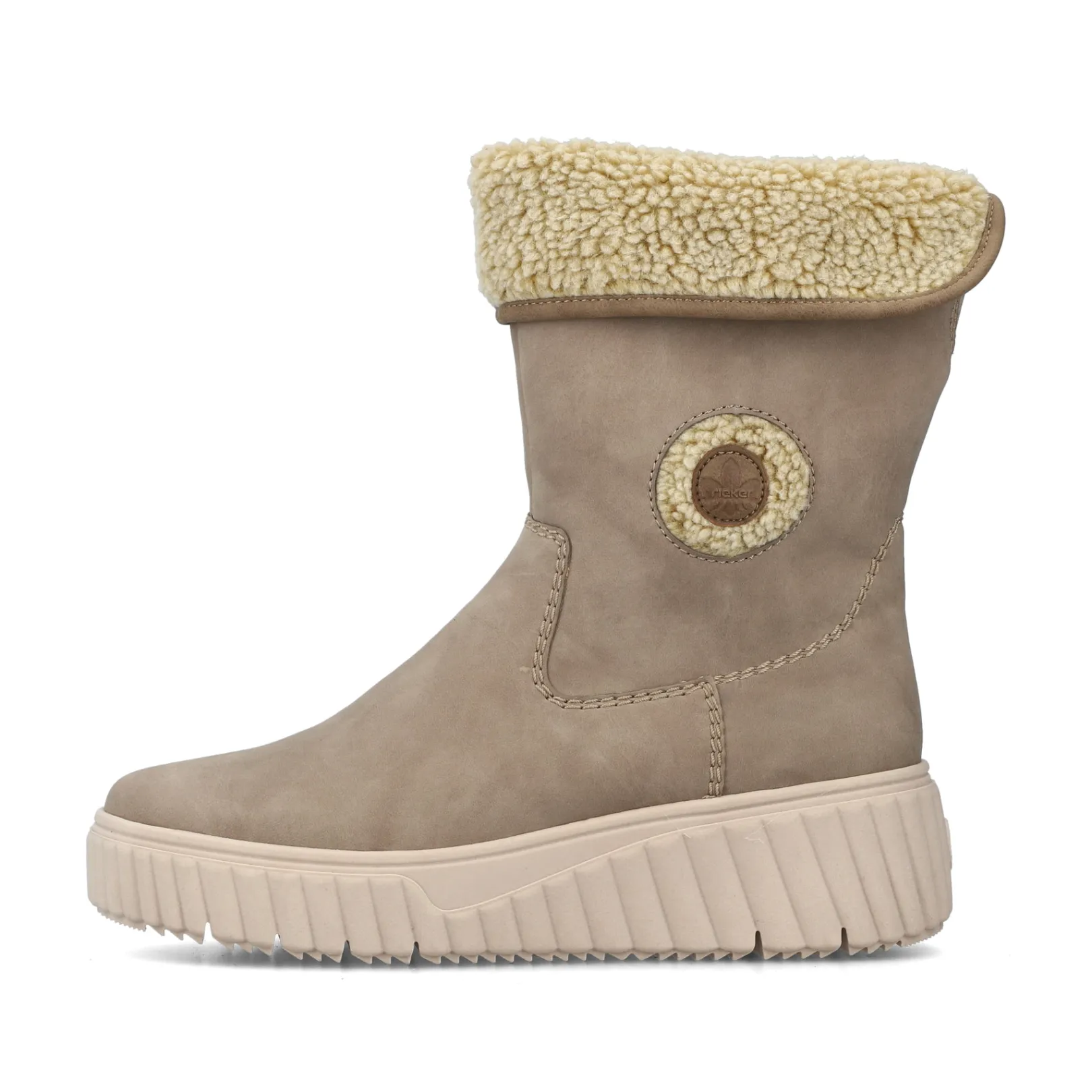 Rieker Stiefeletten & Boots | Fluffy<Damen Hochschaftstiefel grau Beige