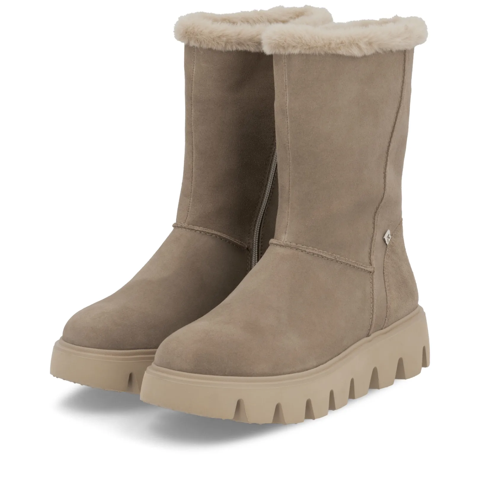 Rieker Stiefeletten & Boots | Fluffy<Damen Hochschaftstiefel grau Beige