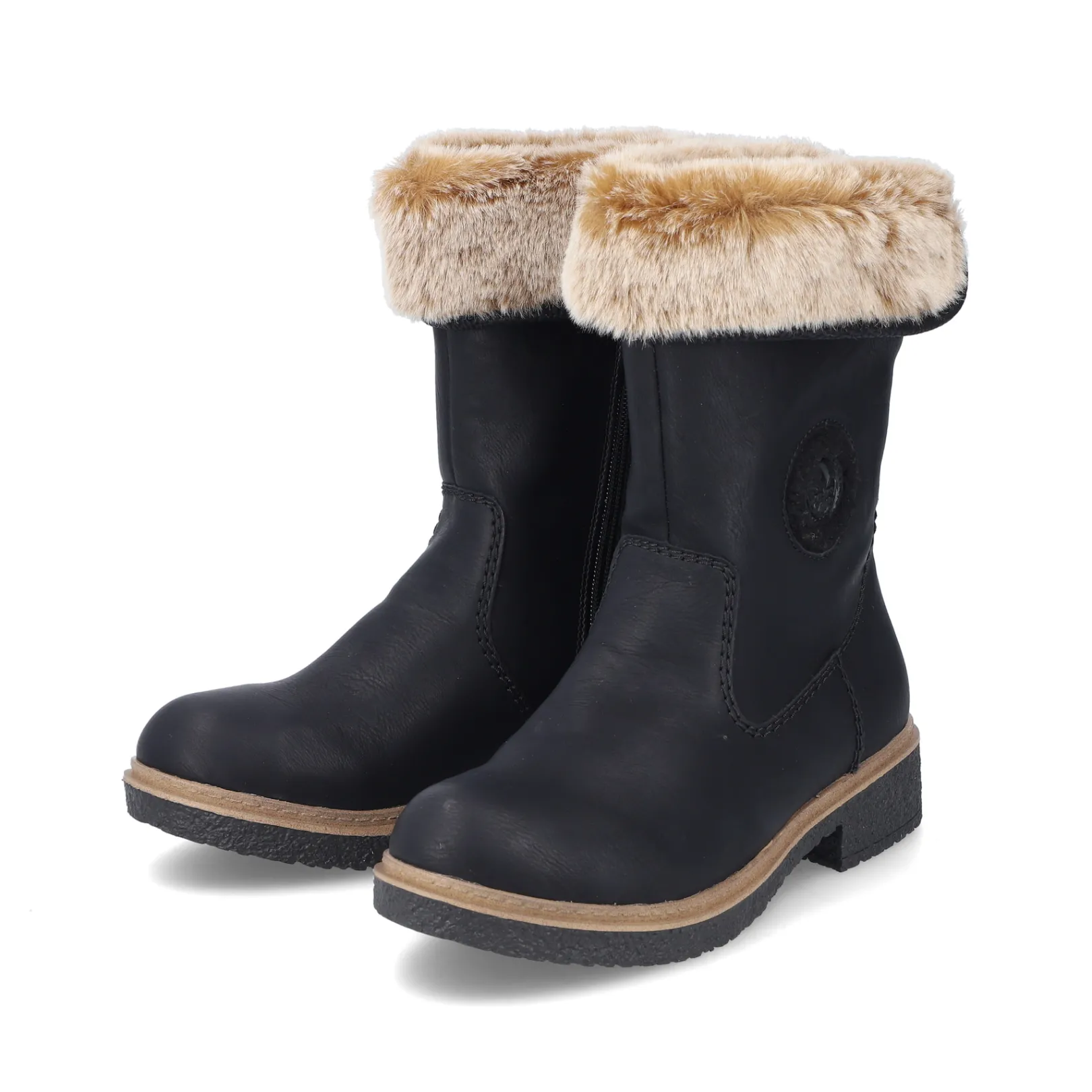 Rieker Stiefeletten & Boots | Fluffy<Damen Hochschaftstiefel mitternachts Schwarz