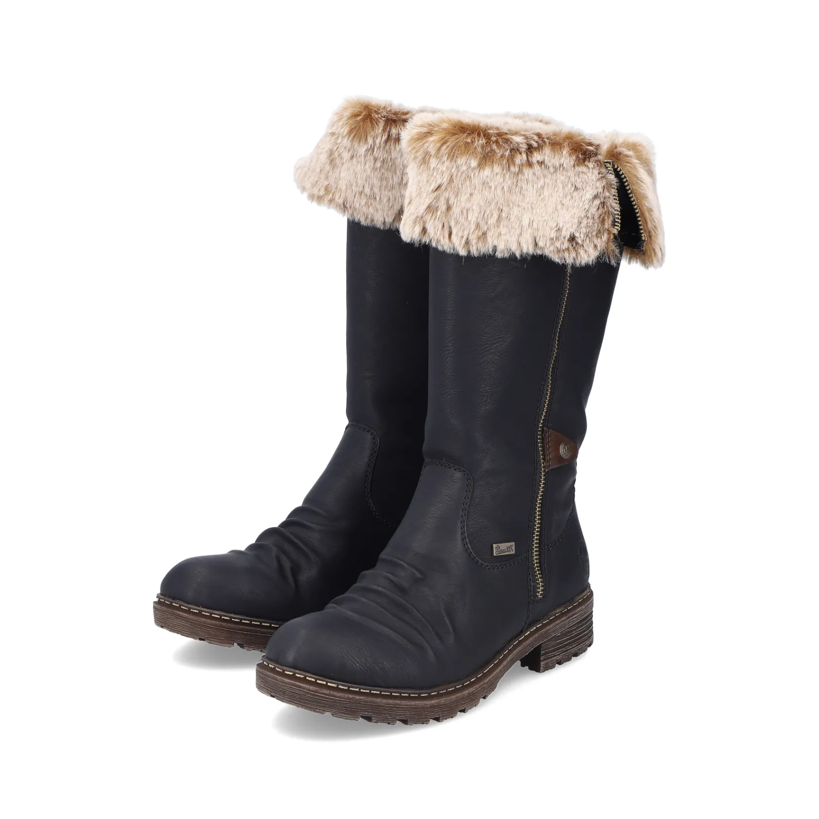 Rieker Stiefeletten & Boots | Fluffy<Damen Hochschaftstiefel nacht Schwarz