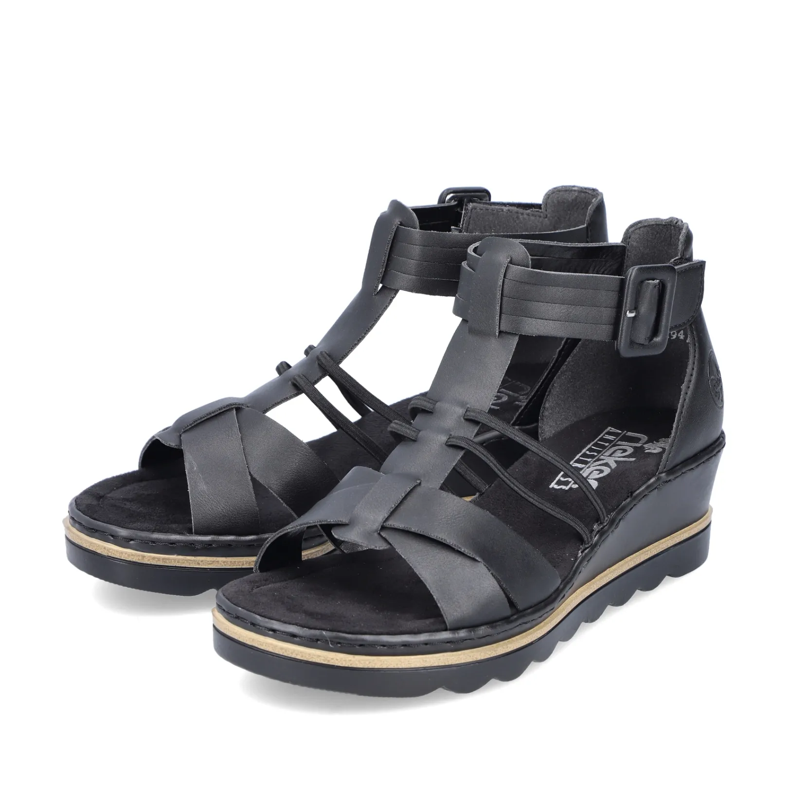 Rieker Sandalen & Sandaletten<Damen Keilsandaletten asphalt Schwarz