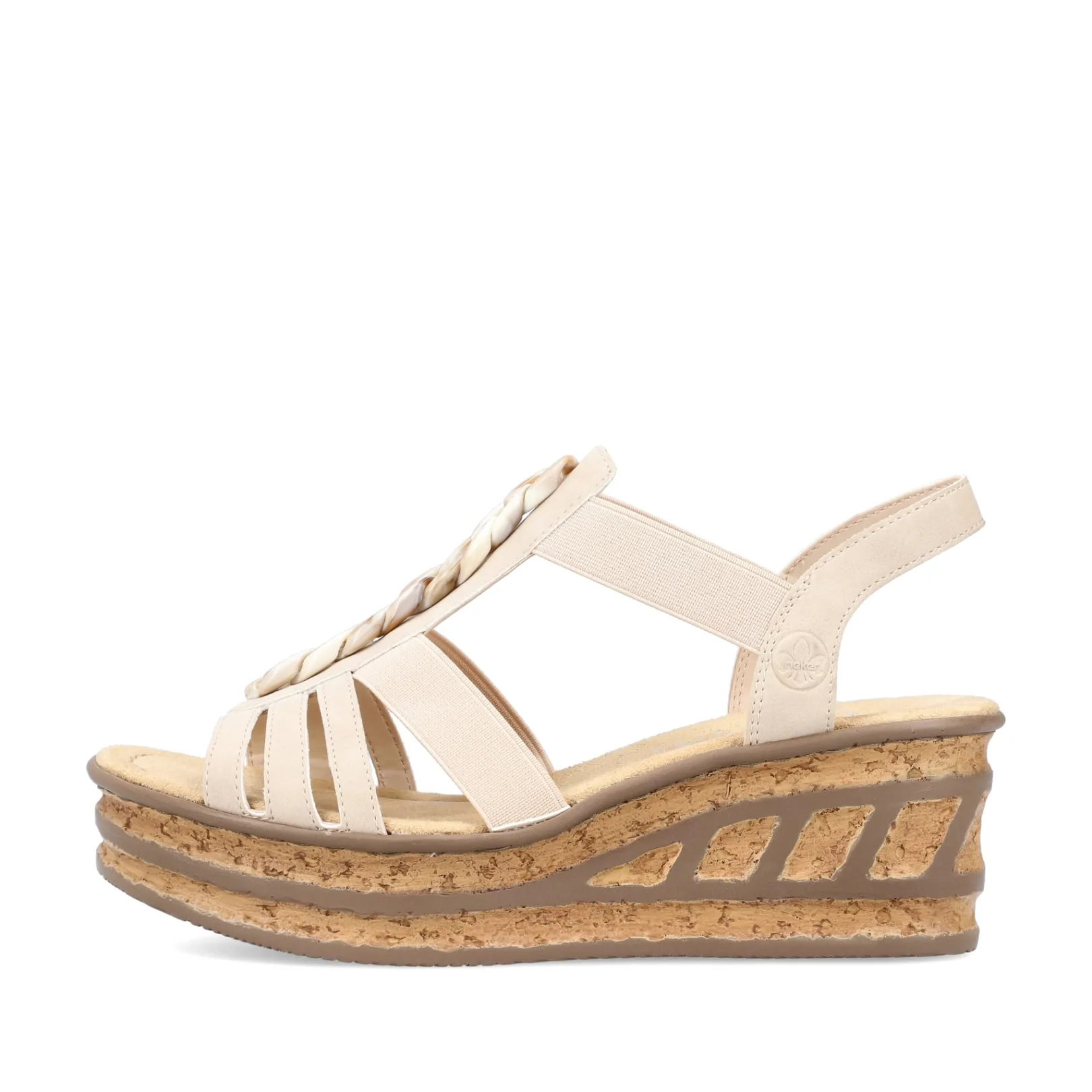 Rieker Sandalen & Sandaletten<Damen Keilsandaletten creme Beige