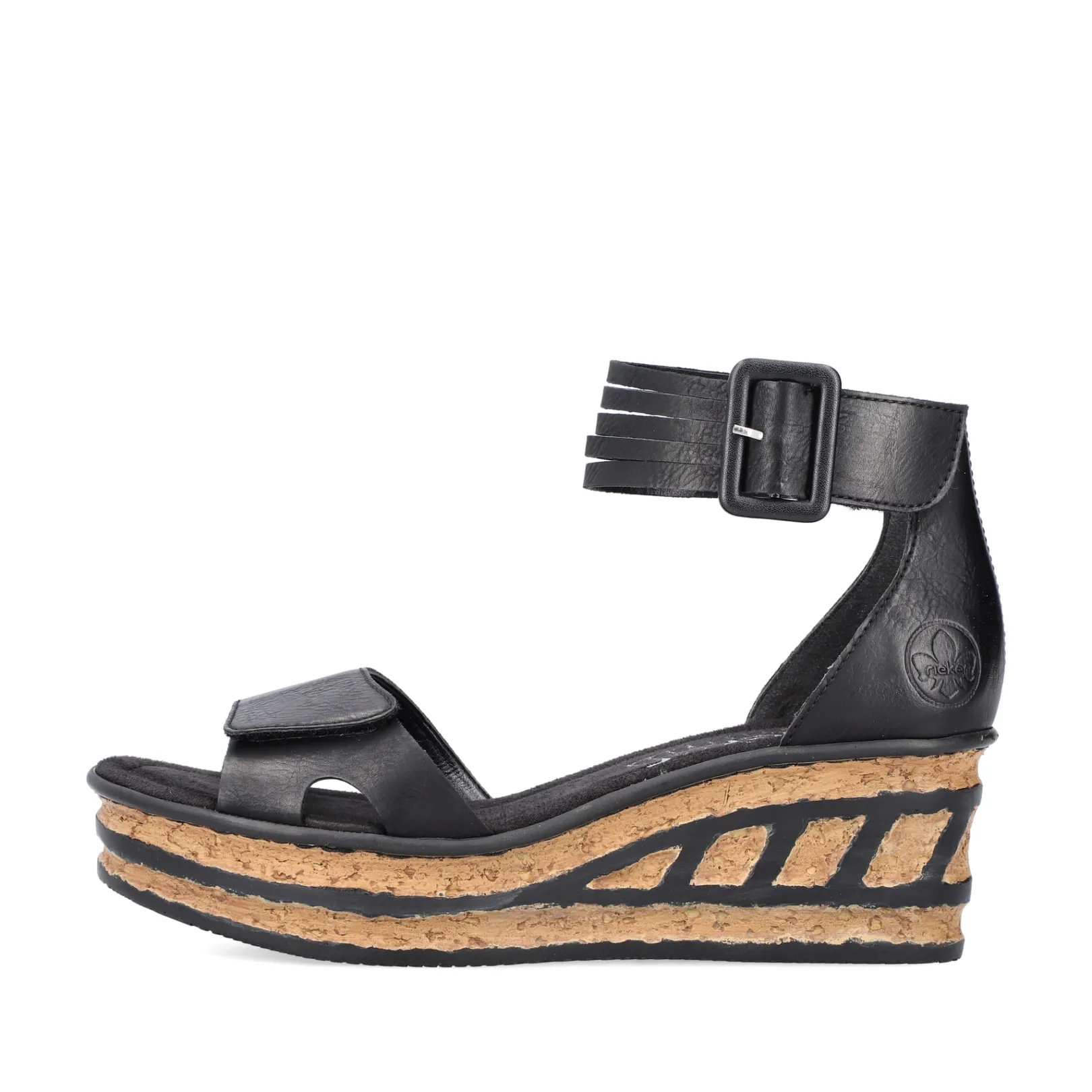 Rieker Sandalen & Sandaletten<Damen Keilsandaletten glanz Schwarz