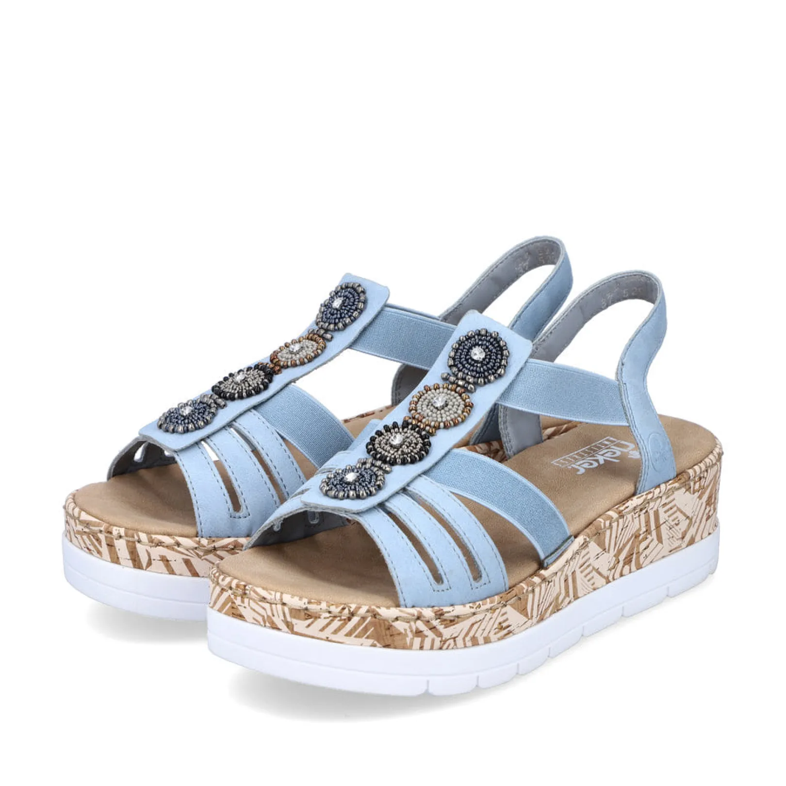 Rieker Sandalen & Sandaletten<Damen Keilsandaletten himmel-beige Blau