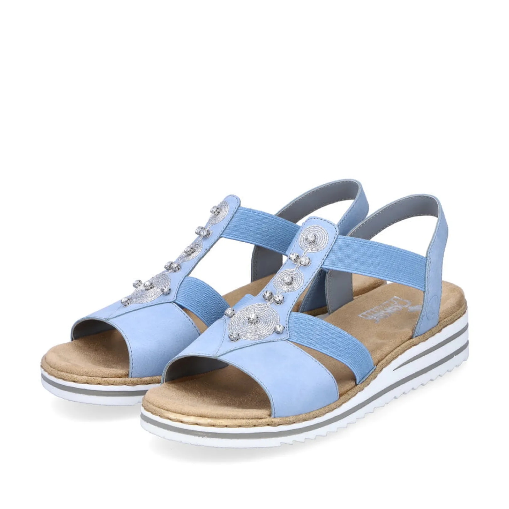 Rieker Sandalen & Sandaletten<Damen Keilsandaletten himmel-hellbeige Blau