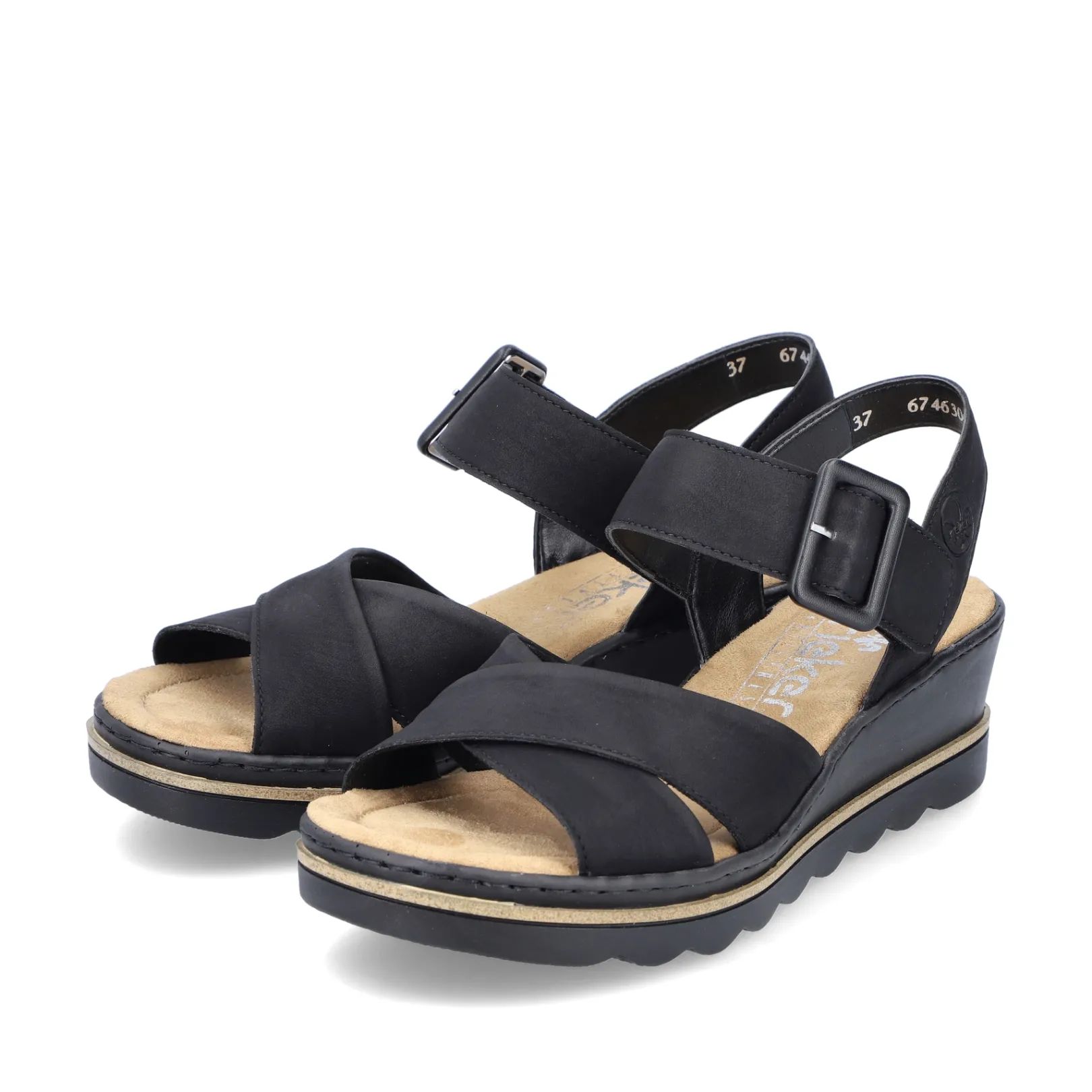 Rieker Sandalen & Sandaletten<Damen Keilsandaletten tief Schwarz