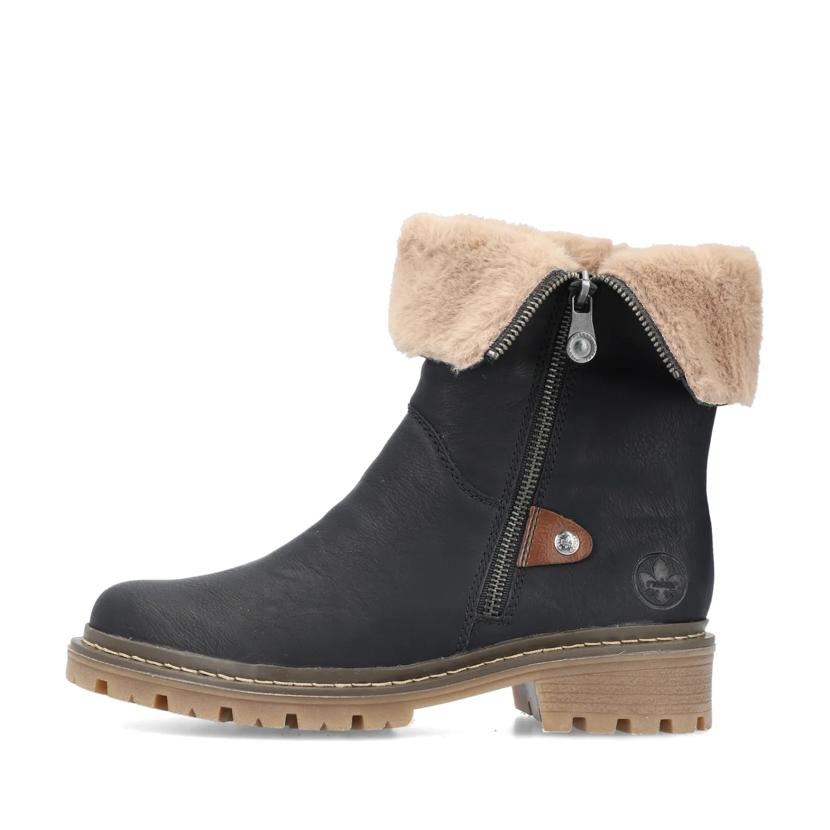 Rieker Stiefeletten & Boots | Fluffy<Damen Kurzstiefel asphalt Schwarz