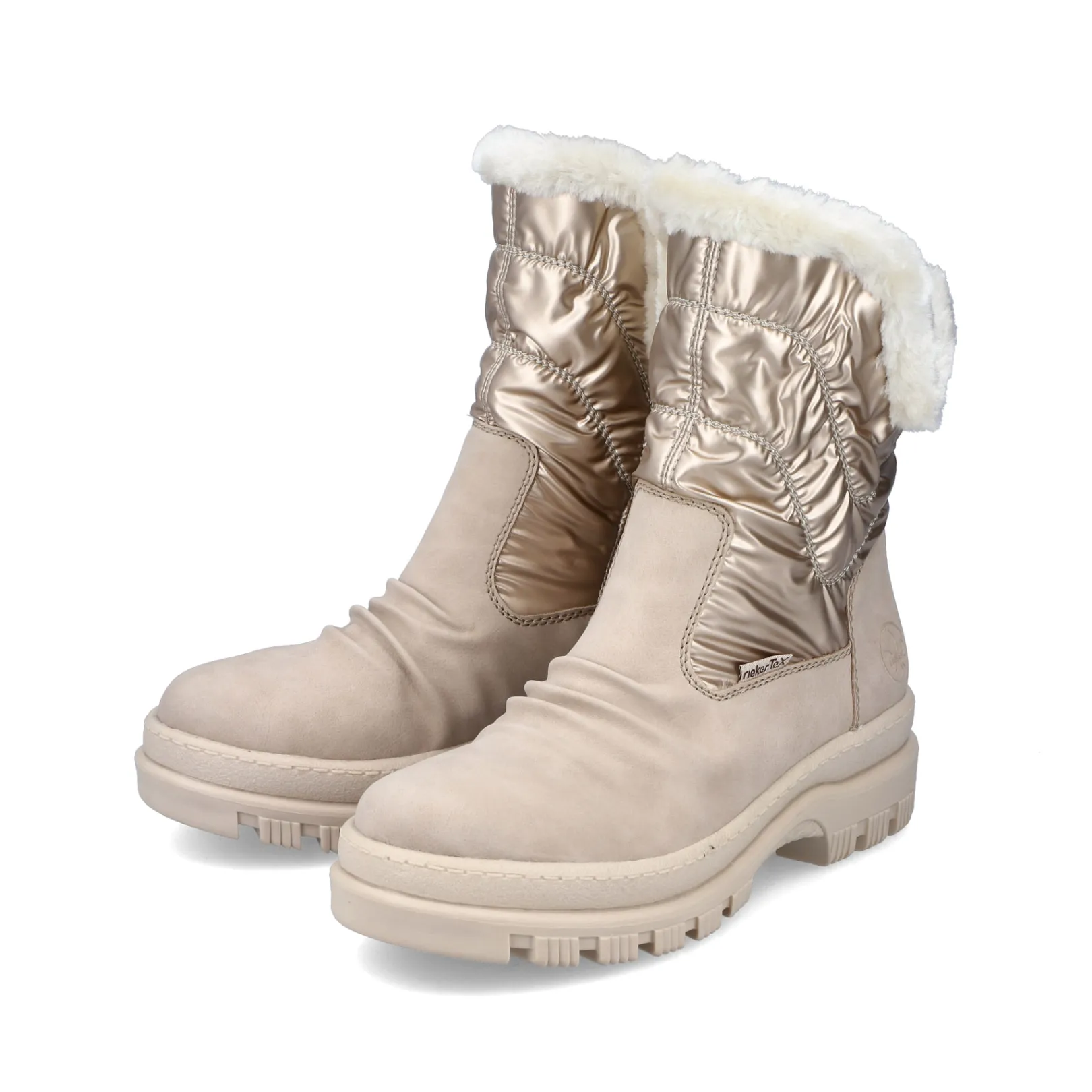 Rieker Stiefeletten & Boots | Fluffy<Damen Kurzstiefel champagner Beige