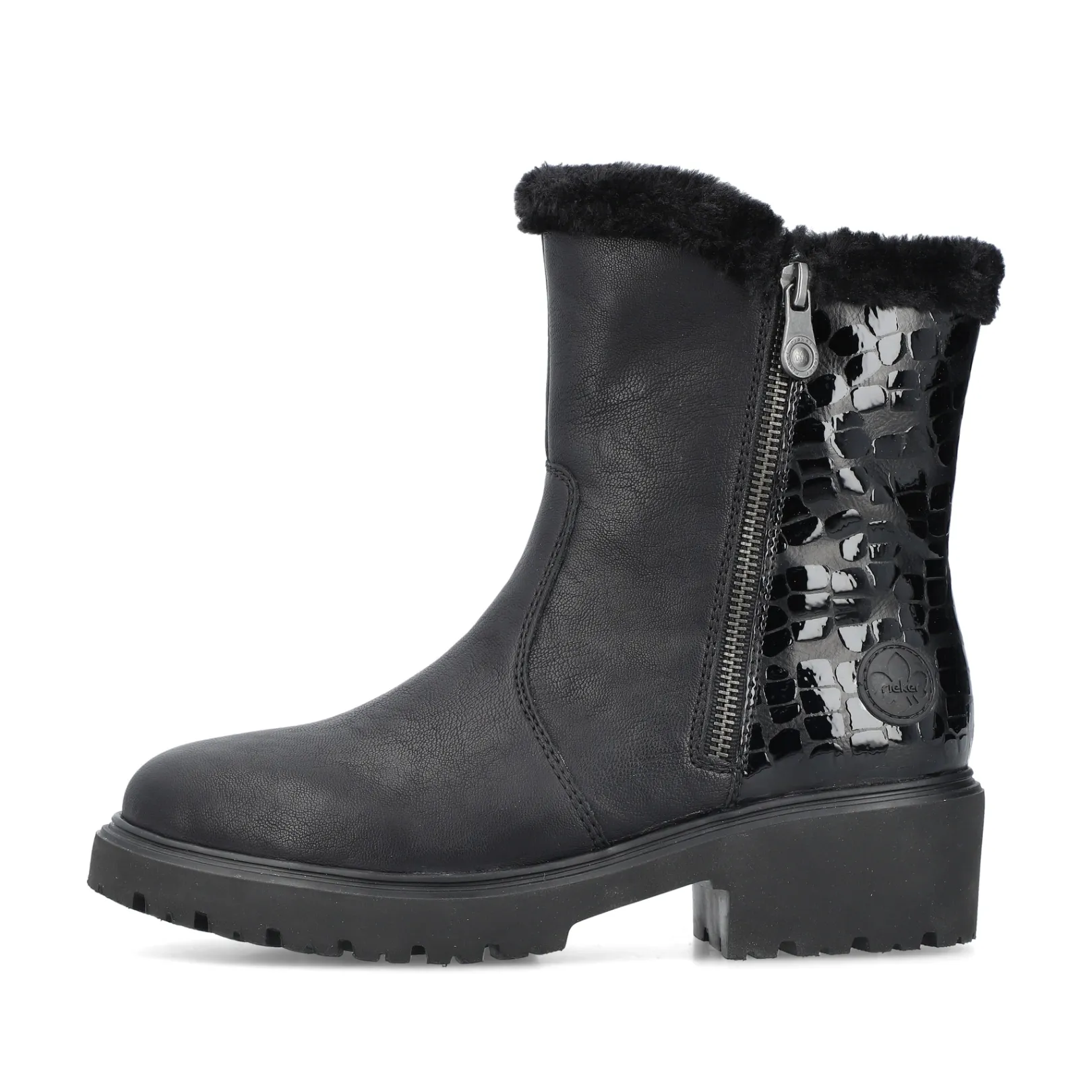 Rieker Stiefeletten & Boots | Fluffy<Damen Kurzstiefel graphit Schwarz