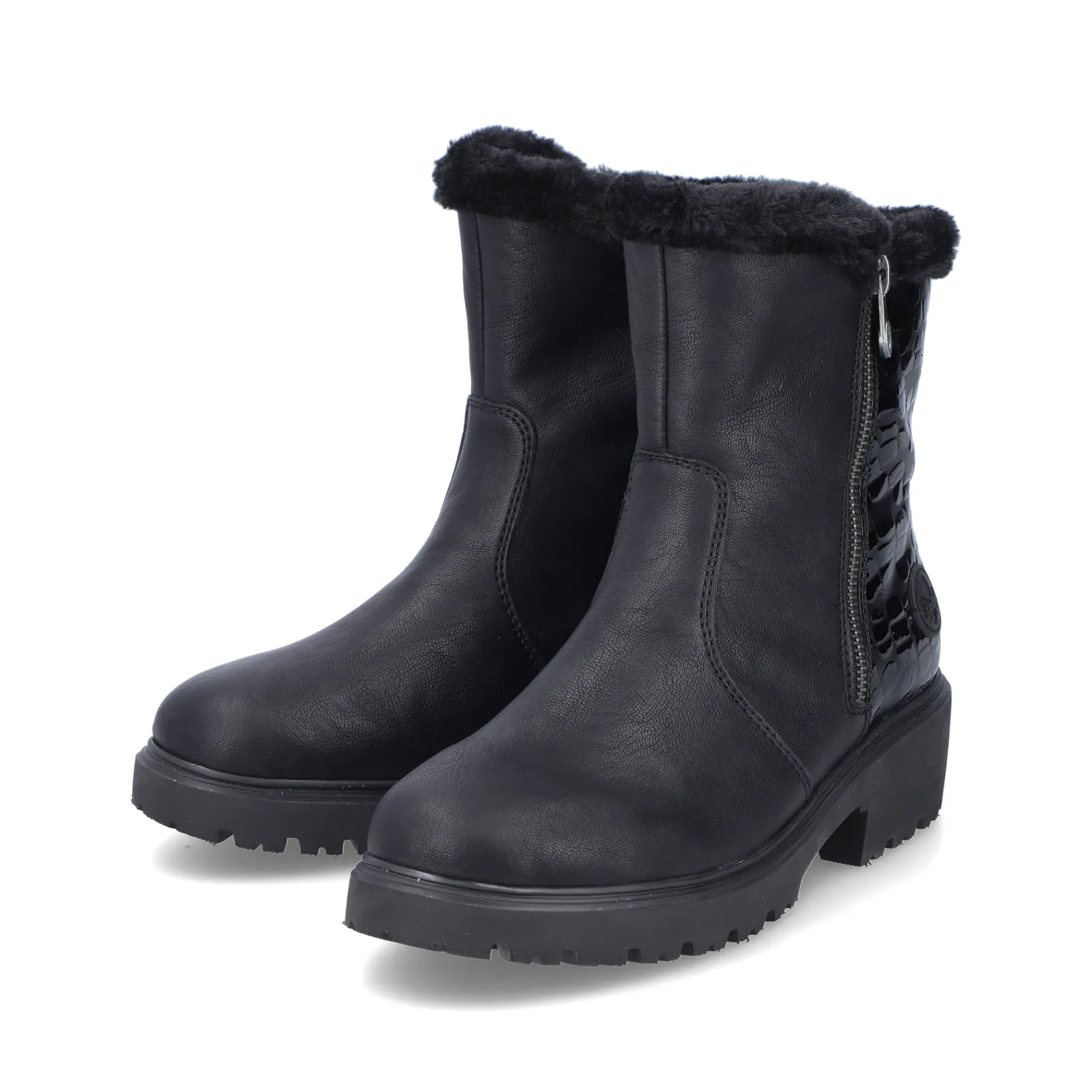 Rieker Stiefeletten & Boots | Fluffy<Damen Kurzstiefel graphit Schwarz