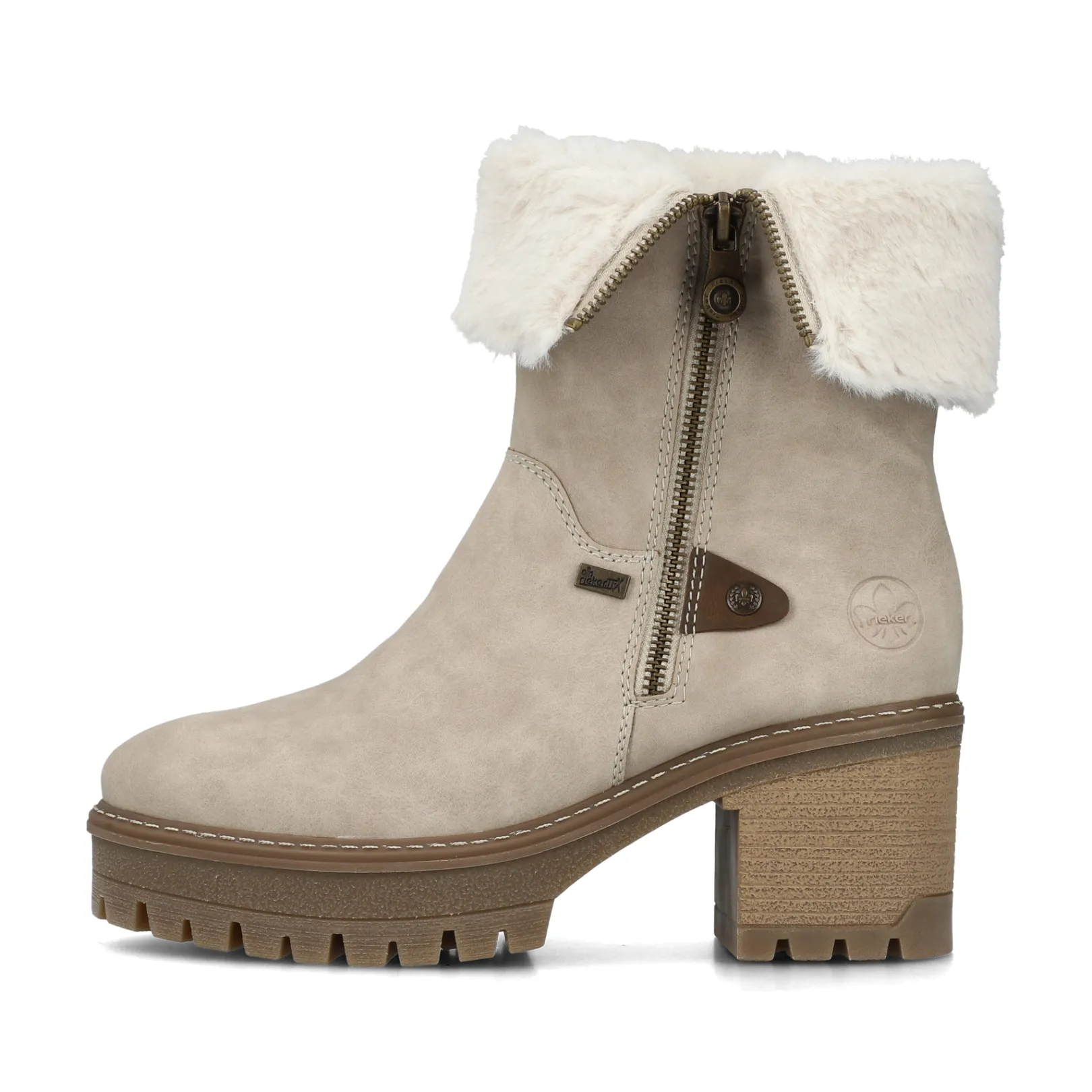 Rieker Stiefeletten & Boots | Fluffy<Damen Kurzstiefel grau Beige