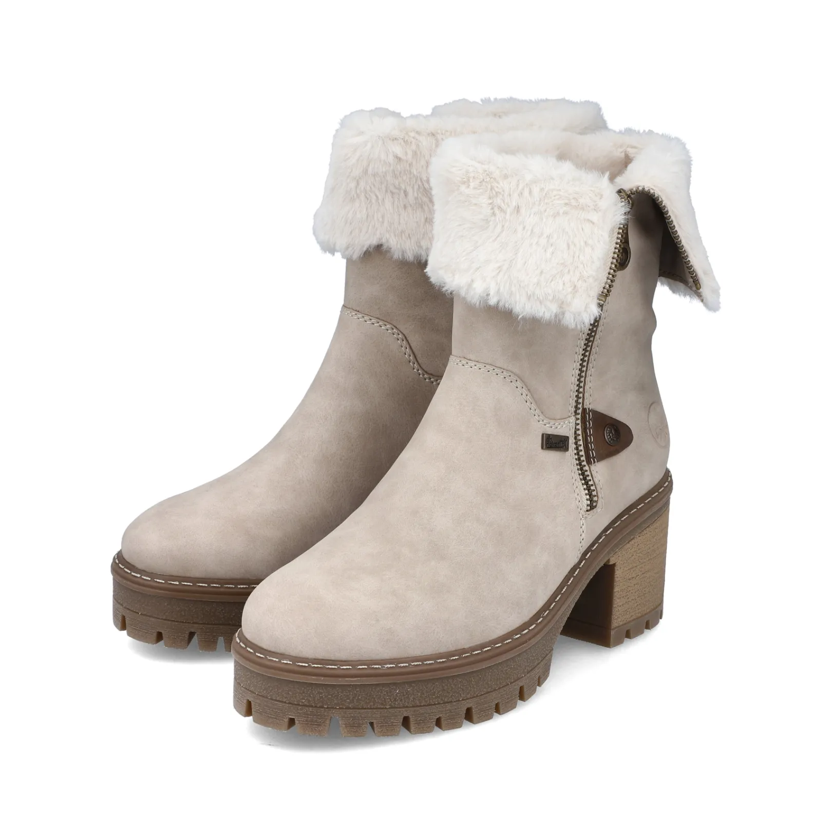 Rieker Stiefeletten & Boots | Fluffy<Damen Kurzstiefel grau Beige