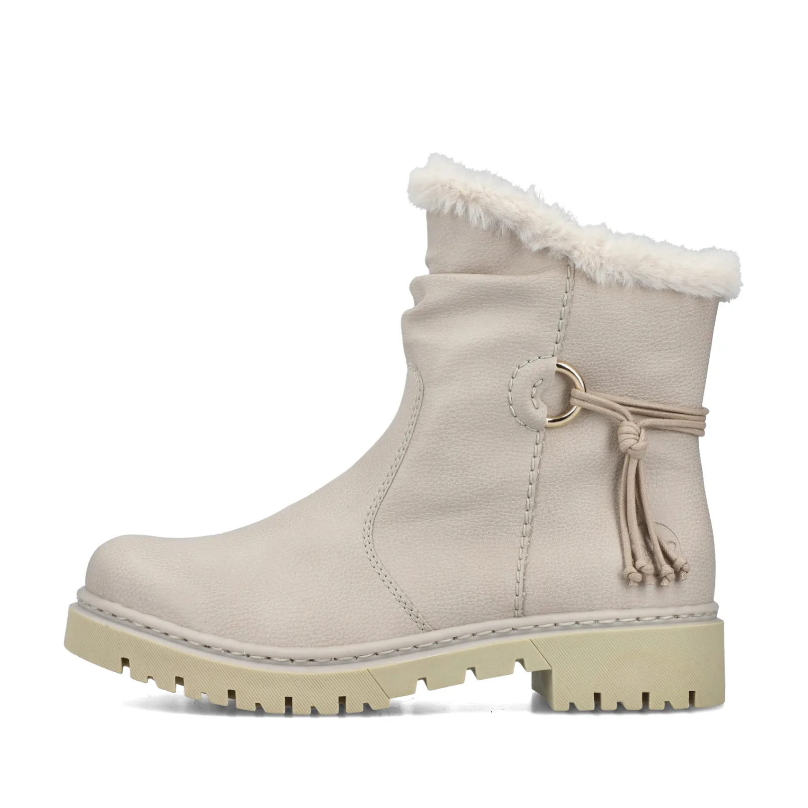 Rieker Stiefeletten & Boots | Fluffy<Damen Kurzstiefel hell Beige