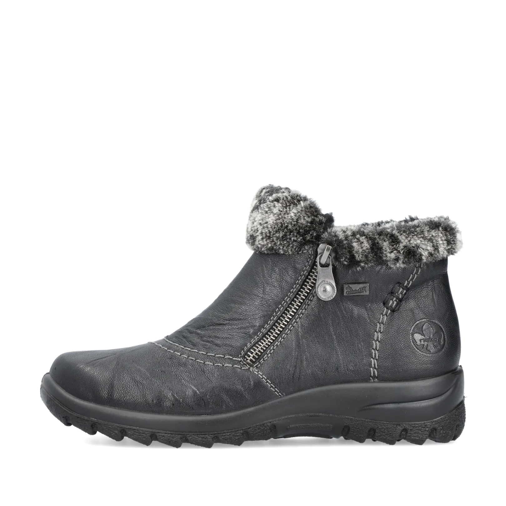 Rieker Stiefeletten & Boots | Fluffy<Damen Kurzstiefel stahl Schwarz