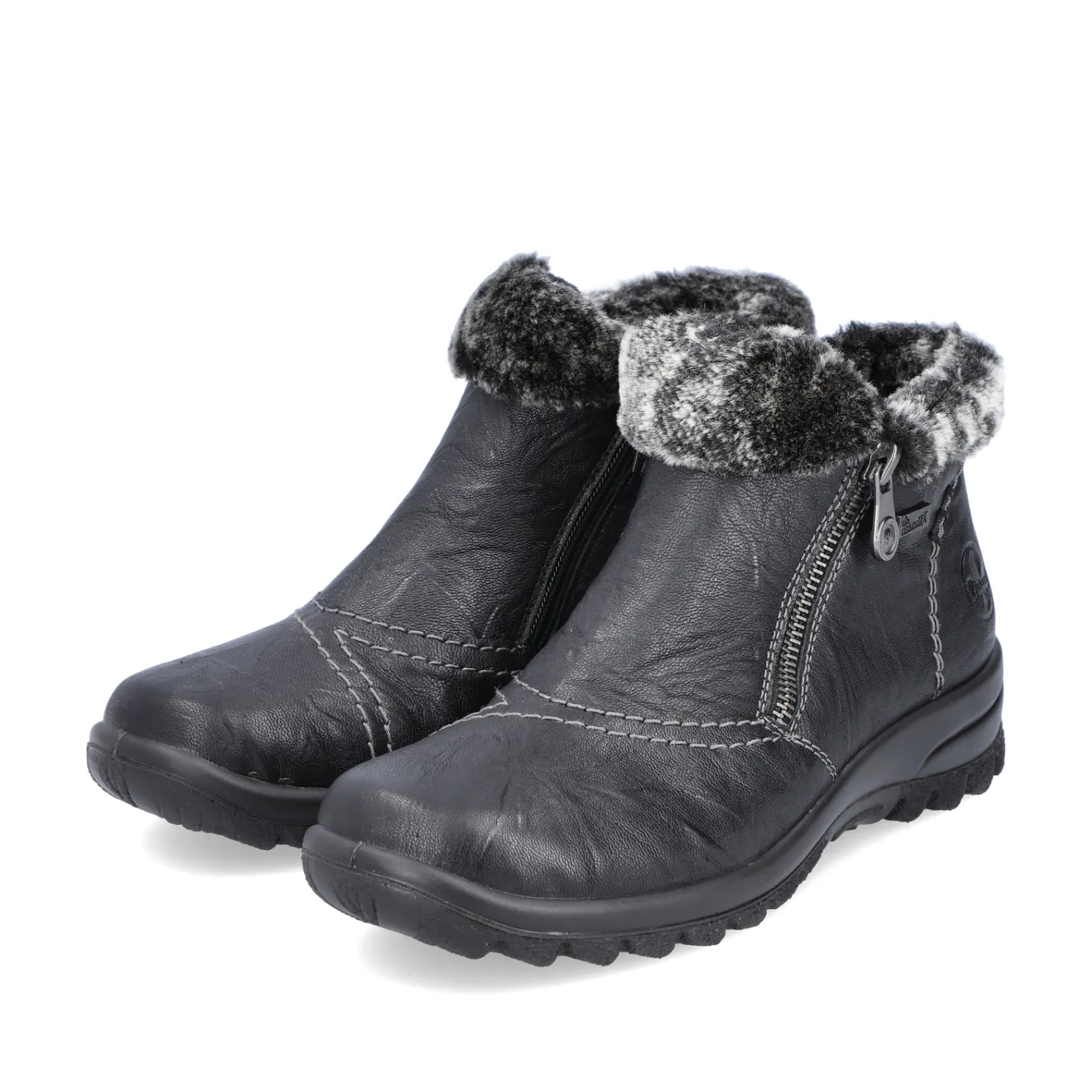 Rieker Stiefeletten & Boots | Fluffy<Damen Kurzstiefel stahl Schwarz