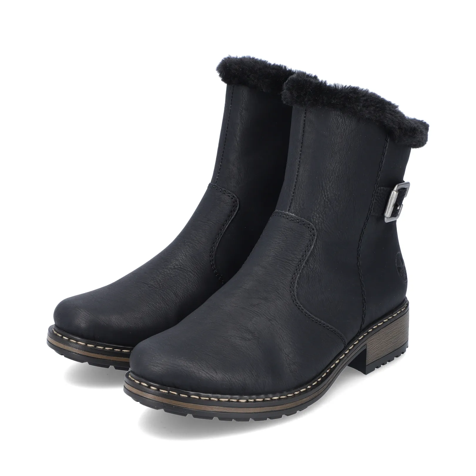 Rieker Stiefeletten & Boots | Fluffy<Damen Kurzstiefel tief Schwarz