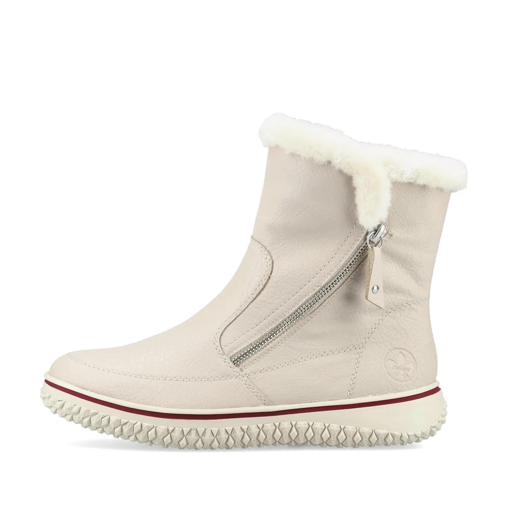 Rieker Stiefeletten & Boots | Fluffy<Damen Kurzstiefel weiß Beige