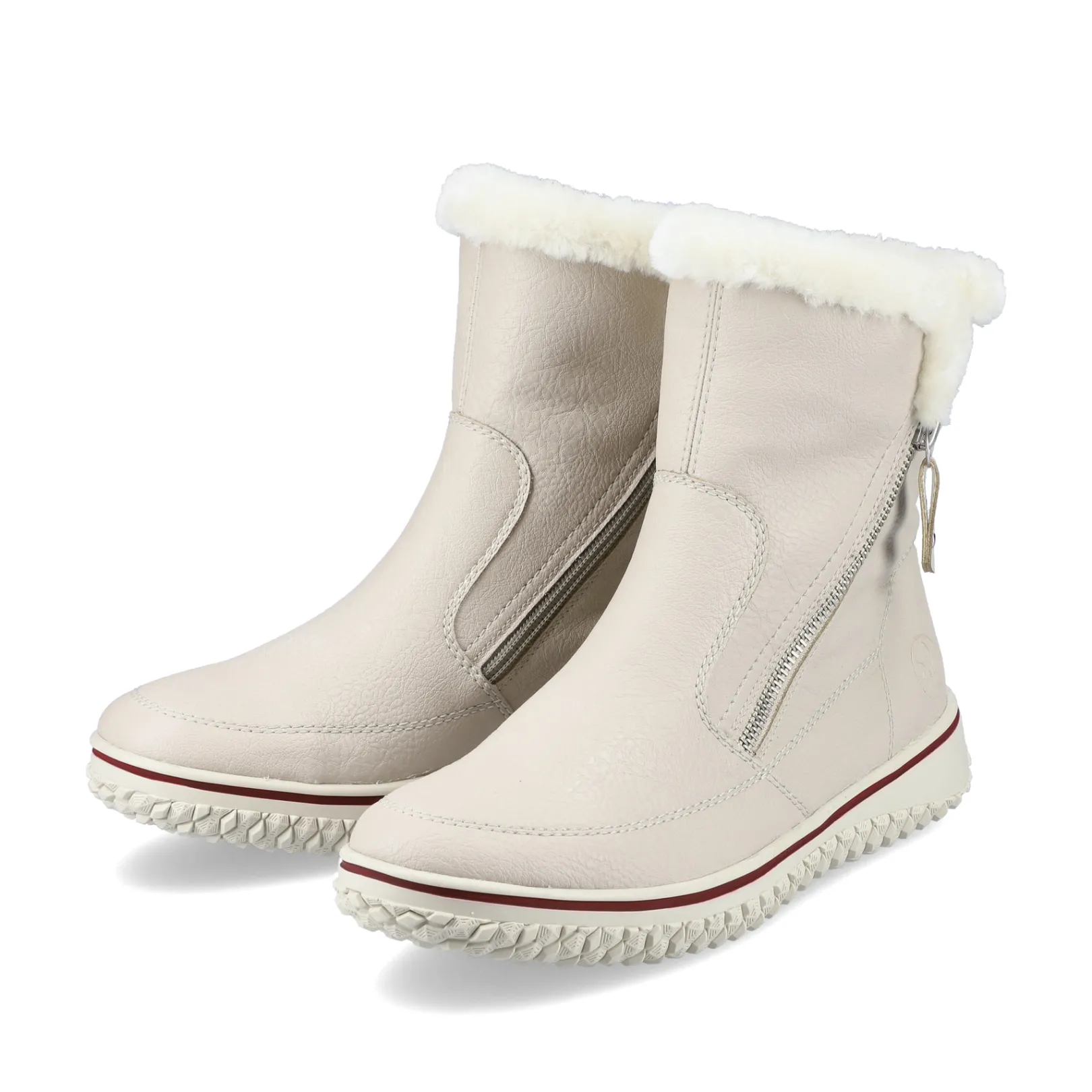 Rieker Stiefeletten & Boots | Fluffy<Damen Kurzstiefel weiß Beige