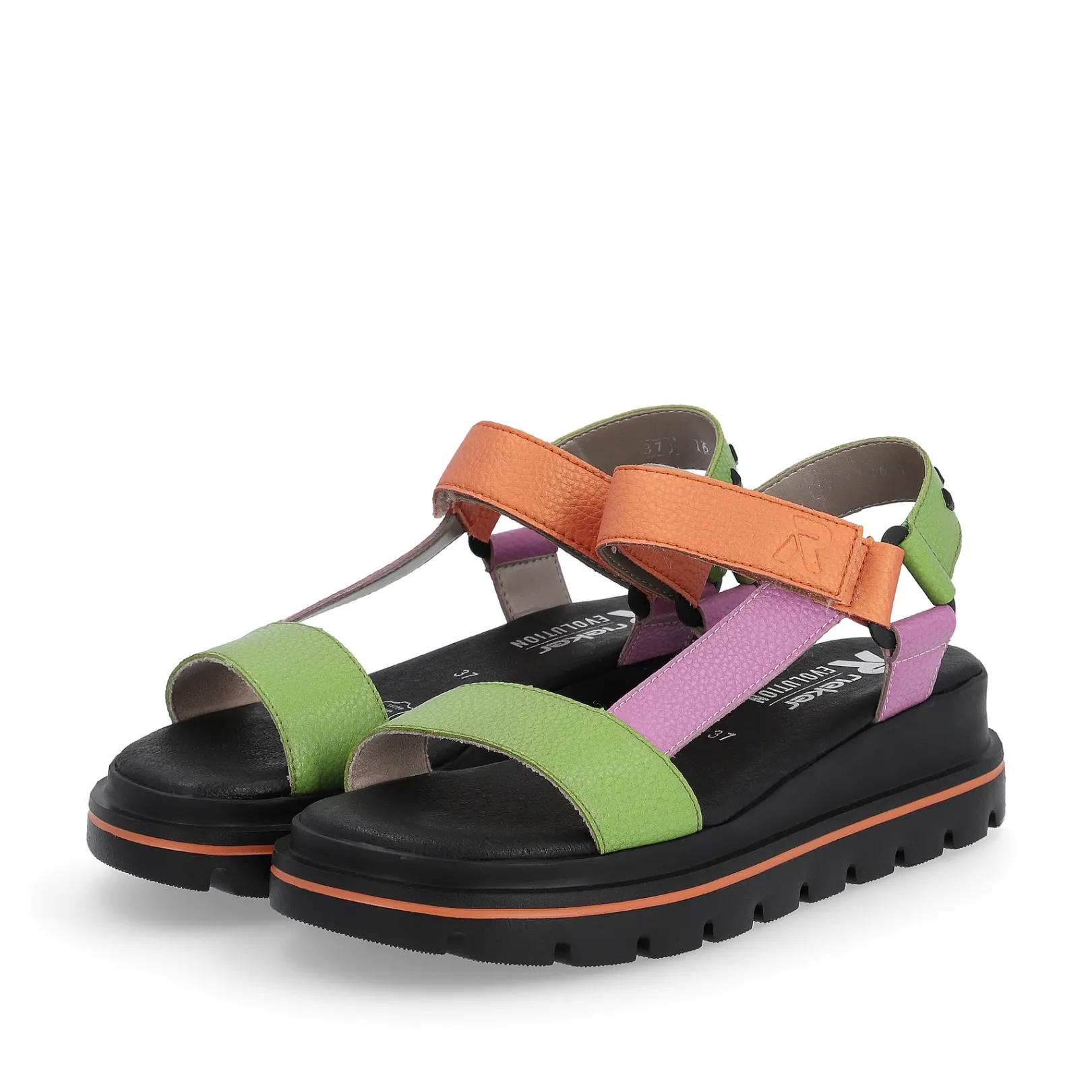 Rieker Sandalen & Sandaletten<Damen Riemchensandalen black-green-pink-orange Schwarz