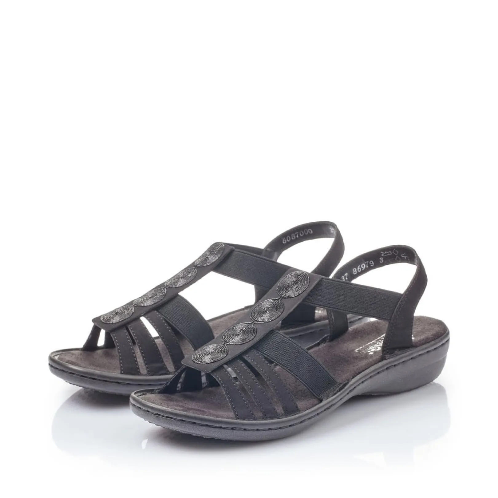 Rieker Sandalen & Sandaletten<Damen Riemchensandalen tief Schwarz