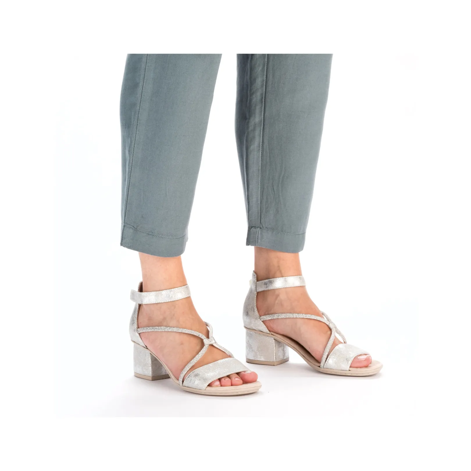 Rieker Sandalen & Sandaletten<Damen Riemchensandaletten silber-metallic Silber/platin