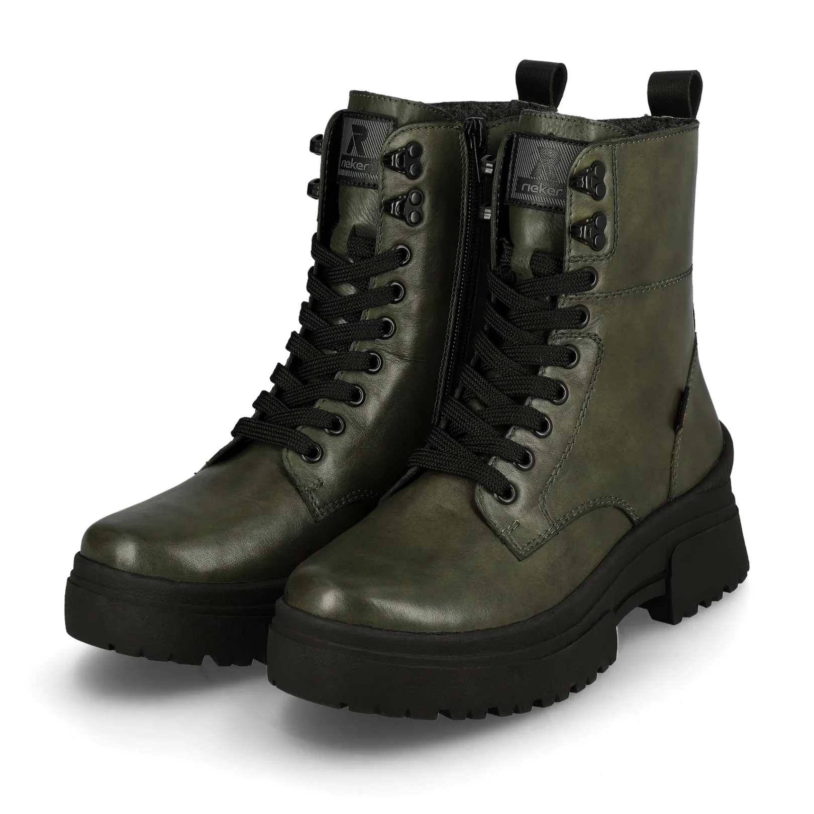 Rieker Stiefeletten & Boots<Damen Schnürstiefel army-green black Grün