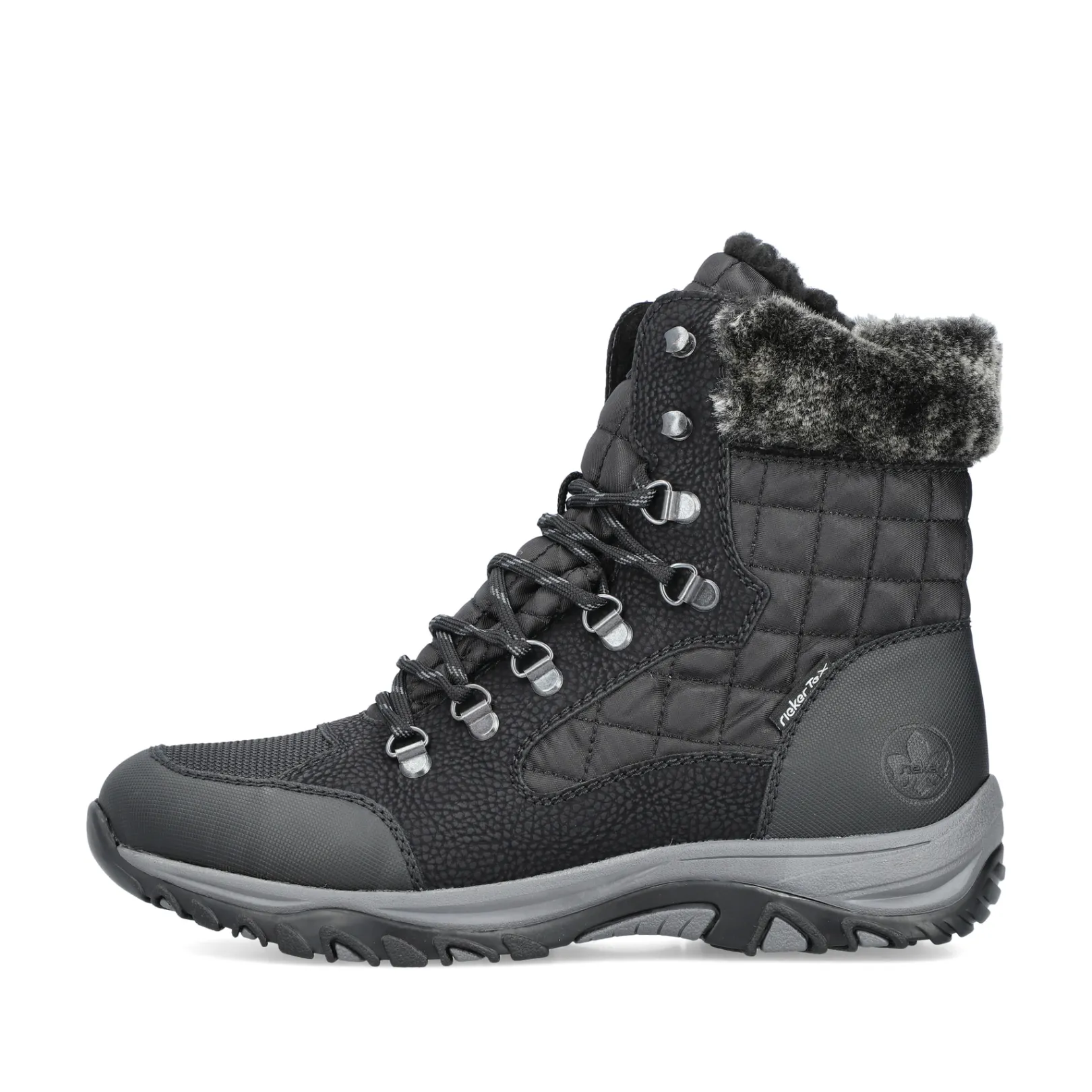 Rieker Stiefeletten & Boots | Fluffy<Damen Schnürstiefel asphalt Schwarz