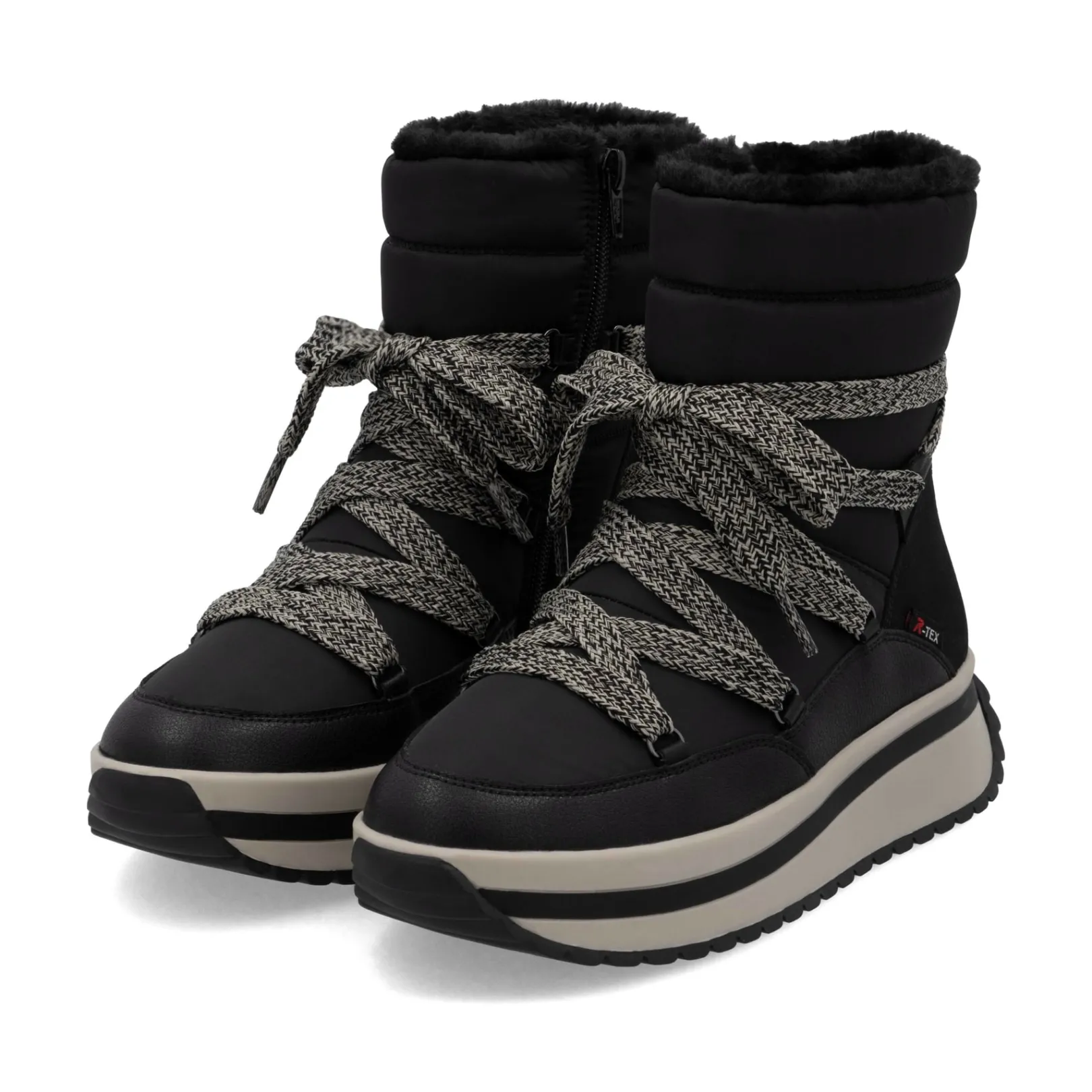 Rieker Stiefeletten & Boots | Fluffy<Damen Schnürstiefel asphalt Schwarz