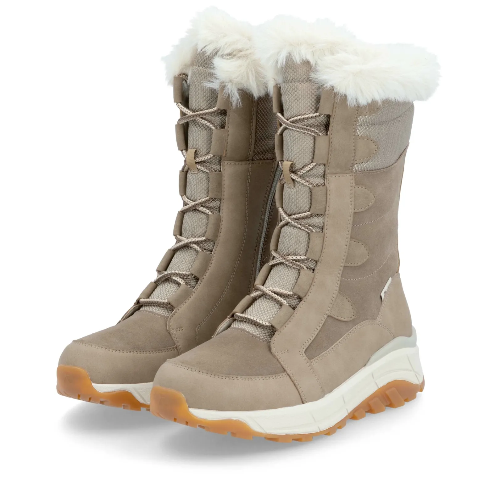 Rieker Stiefeletten & Boots | Fluffy<Damen Schnürstiefel braun Beige