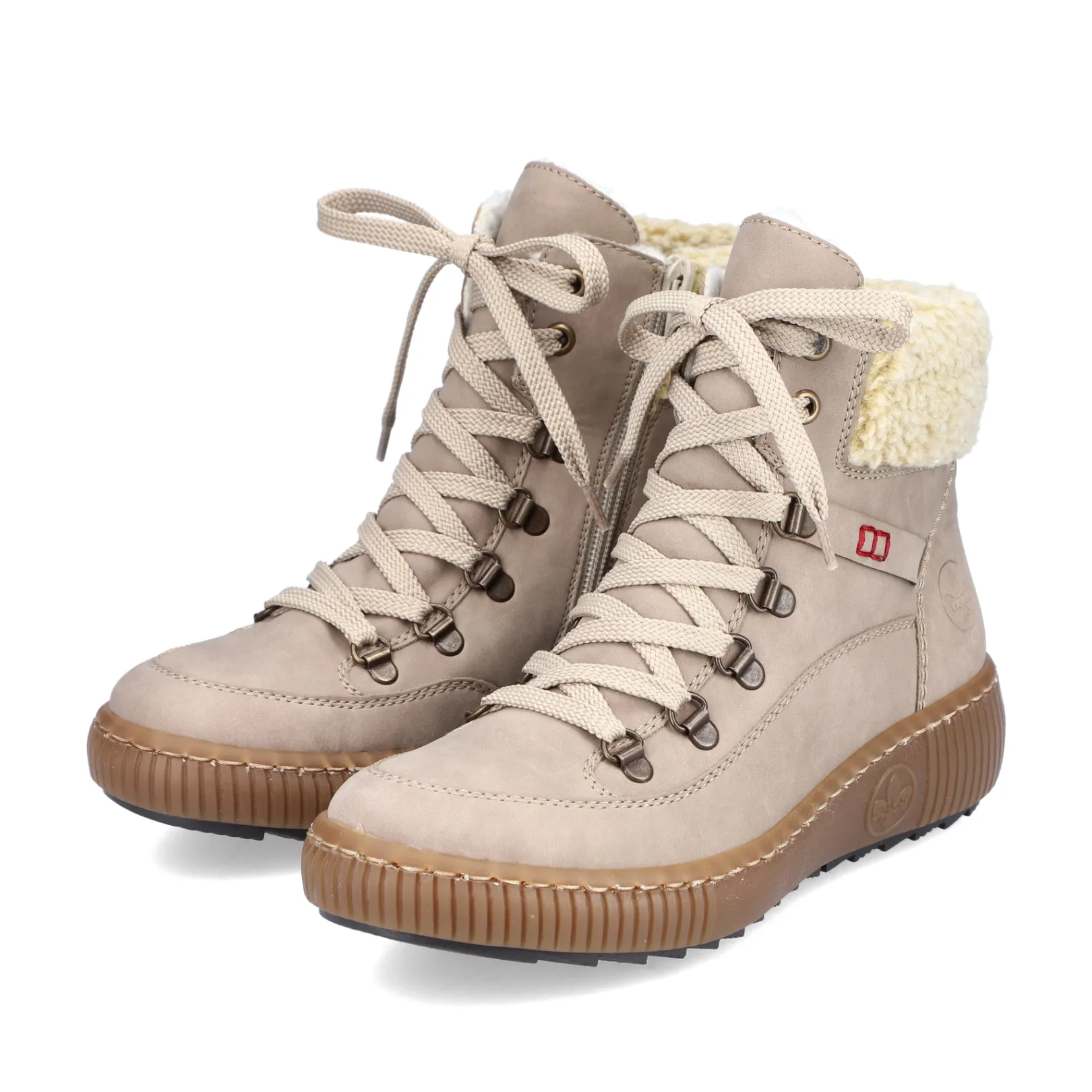 Rieker Stiefeletten & Boots | Fluffy<Damen Schnürstiefel braun Beige