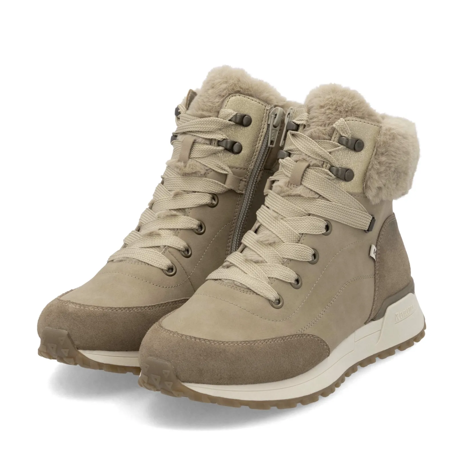 Rieker Stiefeletten & Boots | Fluffy<Damen Schnürstiefel braun Beige