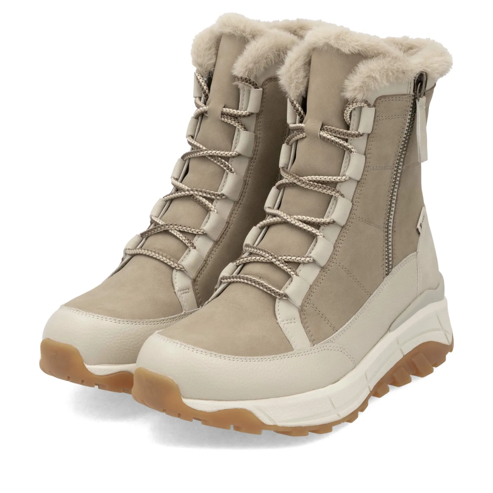 Rieker Stiefeletten & Boots | Fluffy<Damen Schnürstiefel creme Beige