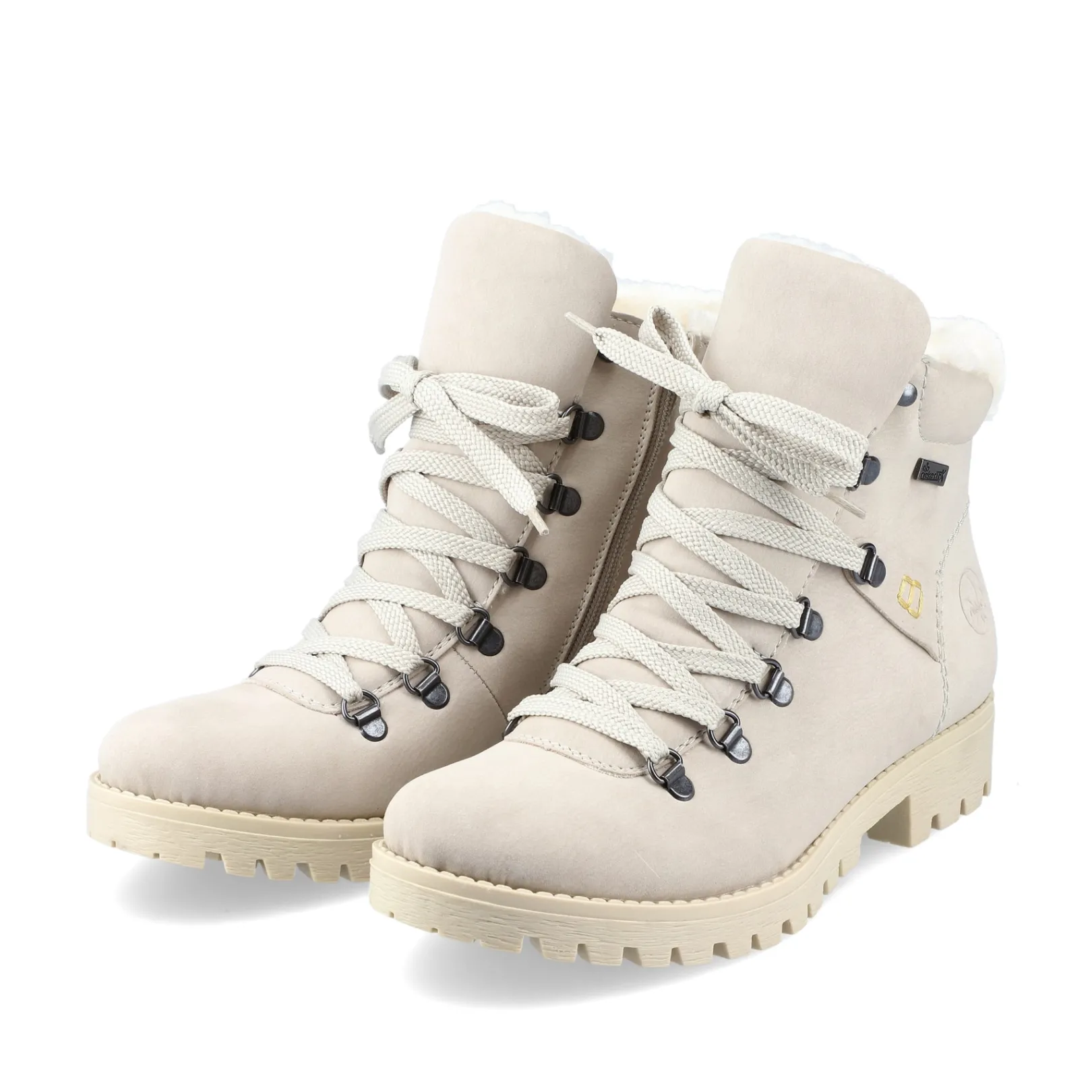 Rieker Stiefeletten & Boots | Fluffy<Damen Schnürstiefel creme Beige