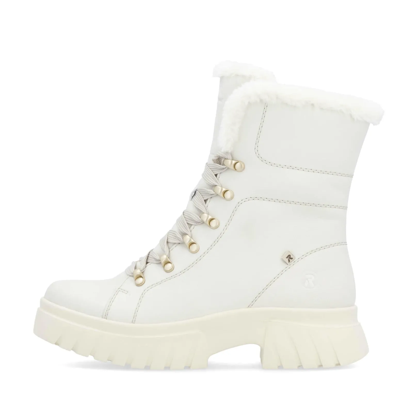 Rieker Stiefeletten & Boots | Fluffy<Damen Schnürstiefel cremeweiß Weiss