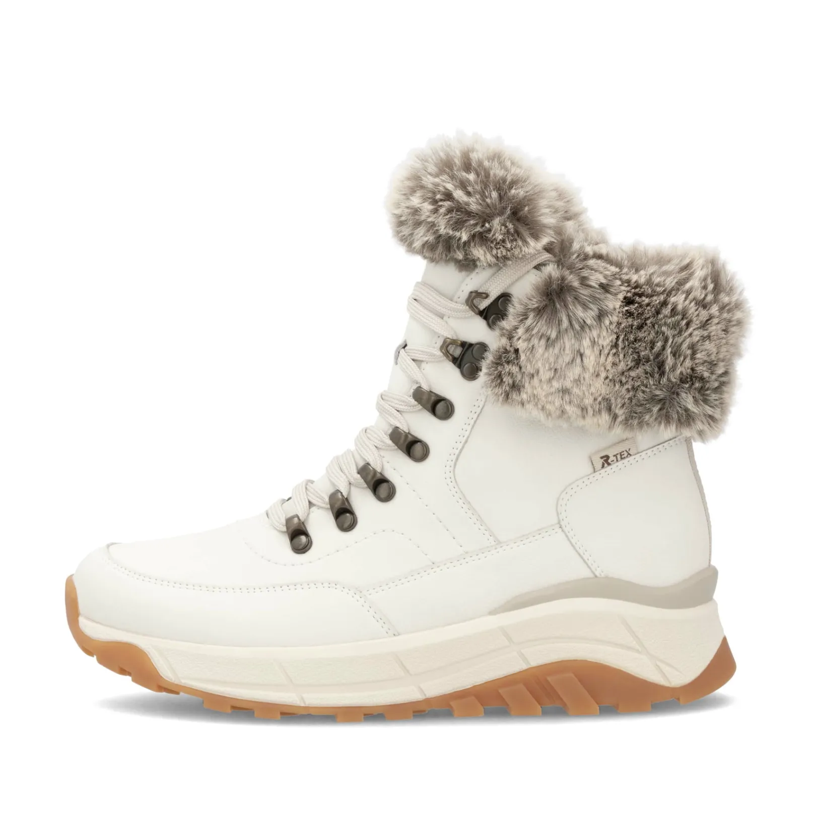 Rieker Stiefeletten & Boots | Fluffy<Damen Schnürstiefel cremeweiß Weiss