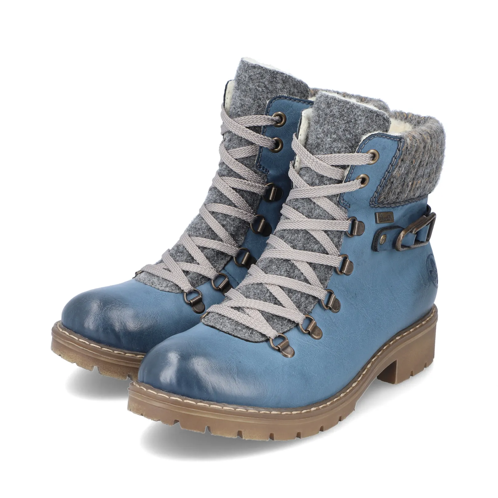 Rieker Stiefeletten & Boots<Damen Schnürstiefel cyan Blau