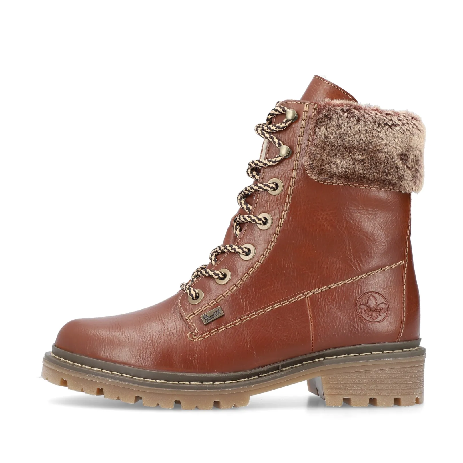 Rieker Stiefeletten & Boots | Fluffy<Damen Schnürstiefel fuchs Braun