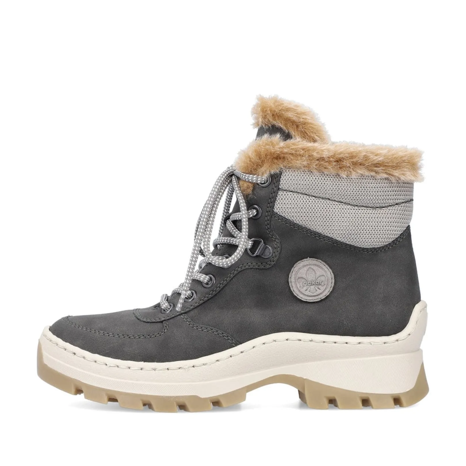 Rieker Stiefeletten & Boots | Fluffy<Damen Schnürstiefel granit Grau