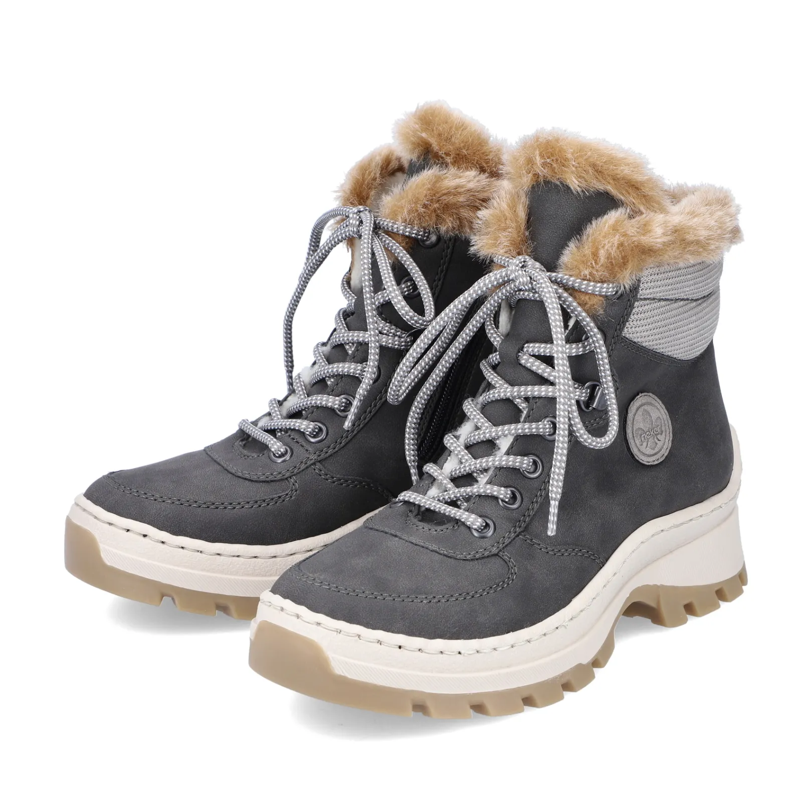 Rieker Stiefeletten & Boots | Fluffy<Damen Schnürstiefel granit Grau