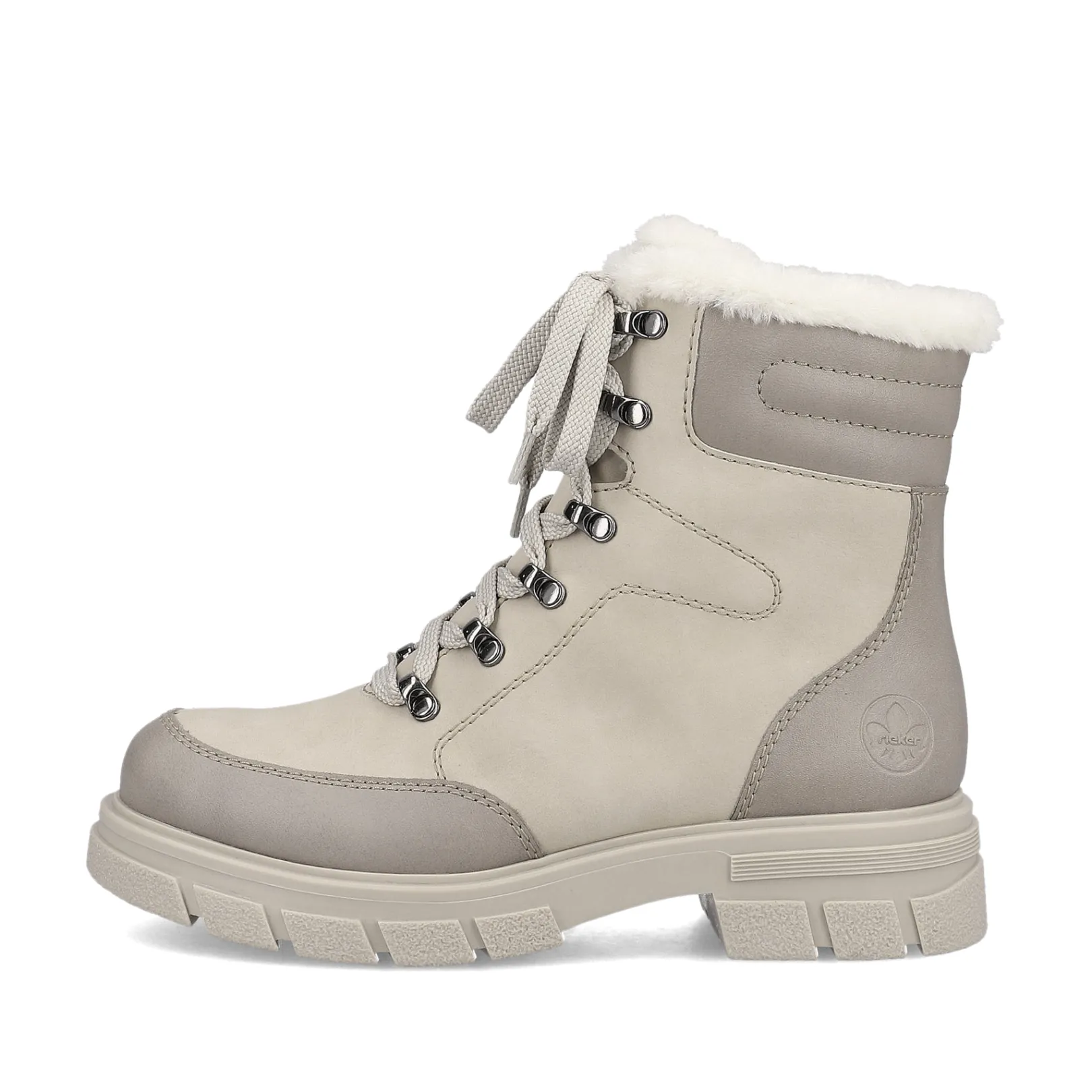 Rieker Fluffy | Stiefeletten & Boots<Damen Schnürstiefel hell Beige