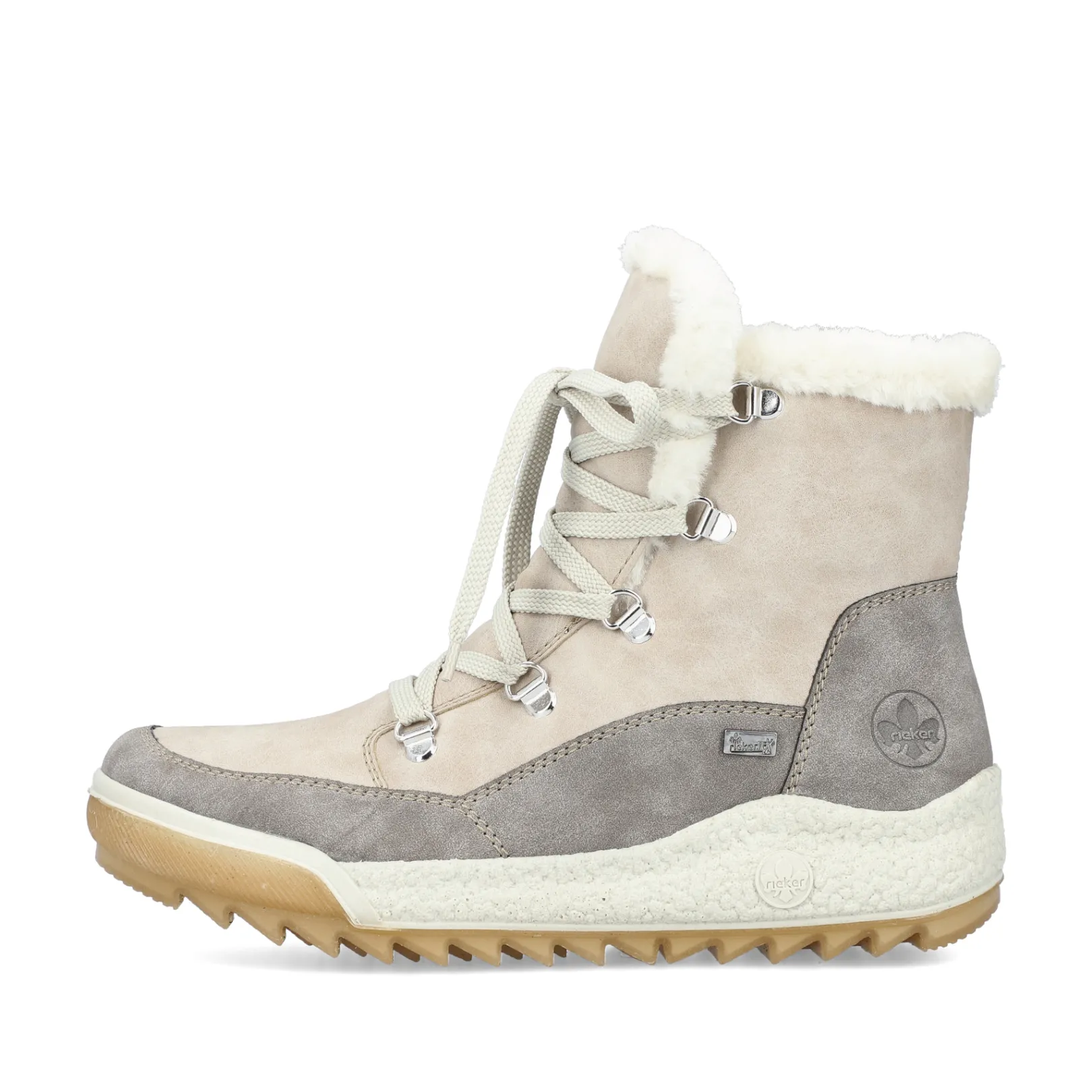 Rieker Stiefeletten & Boots | Fluffy<Damen Schnürstiefel hell Beige