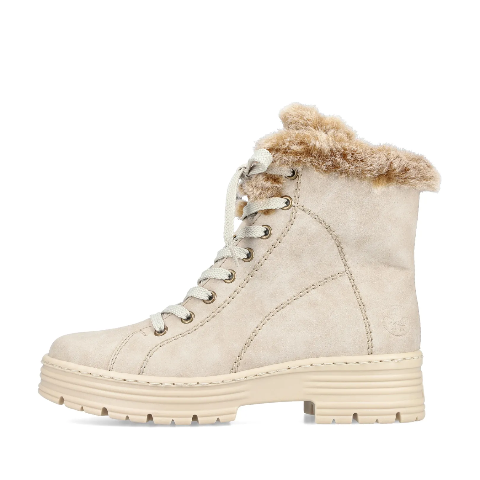 Rieker Stiefeletten & Boots | Fluffy<Damen Schnürstiefel hell Beige