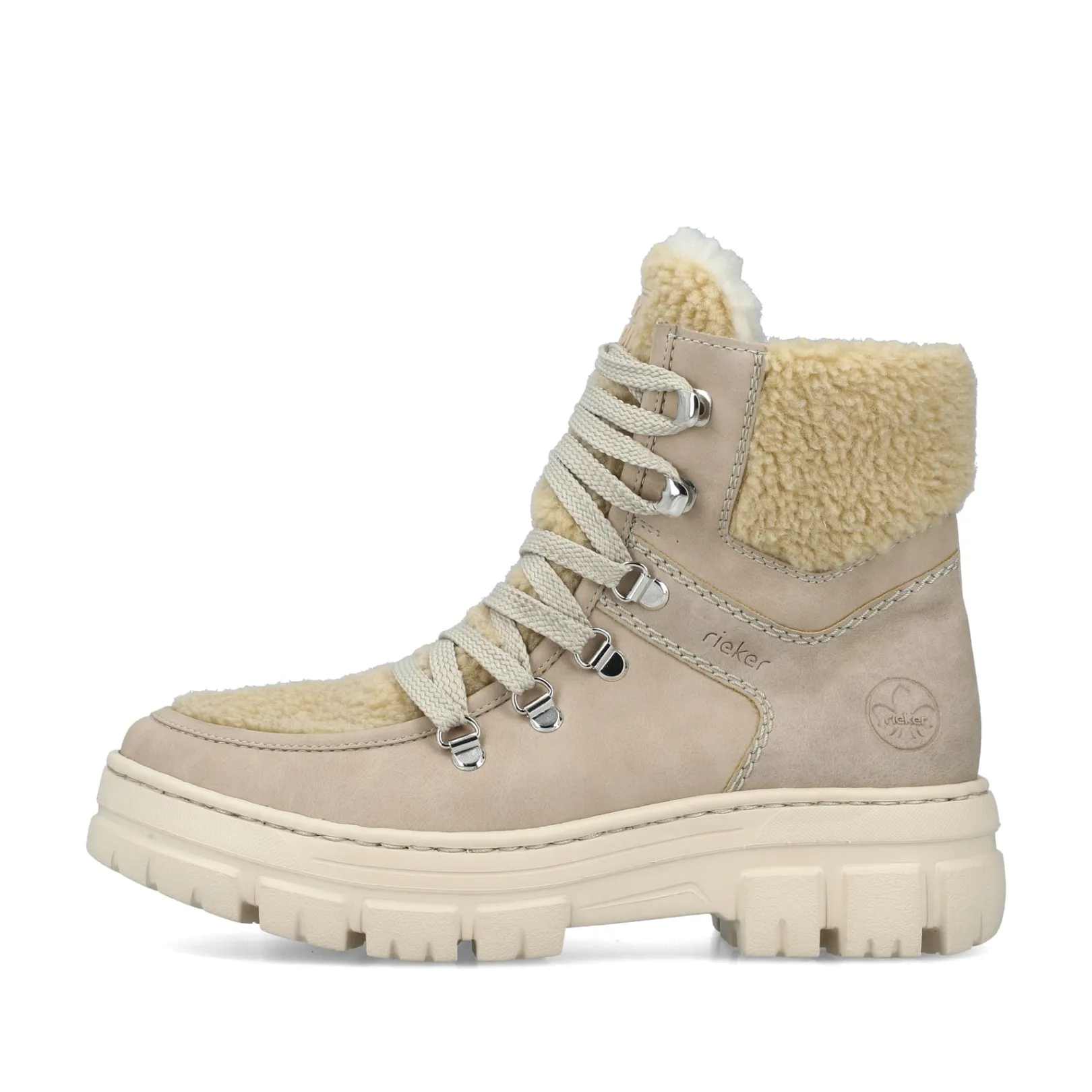 Rieker Stiefeletten & Boots | Fluffy<Damen Schnürstiefel hell Beige