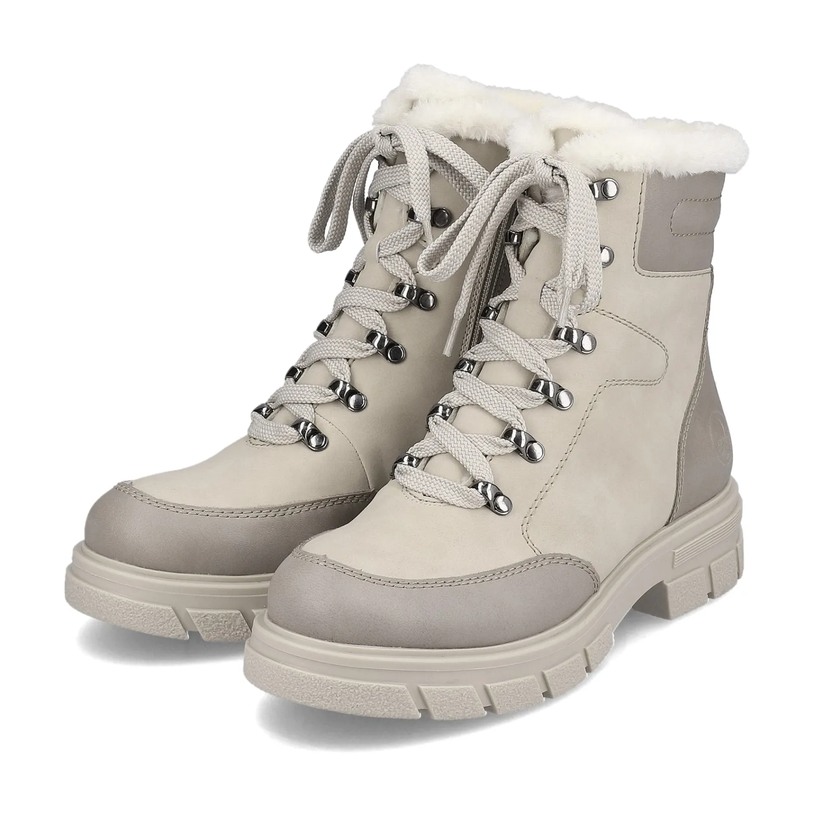 Rieker Fluffy | Stiefeletten & Boots<Damen Schnürstiefel hell Beige