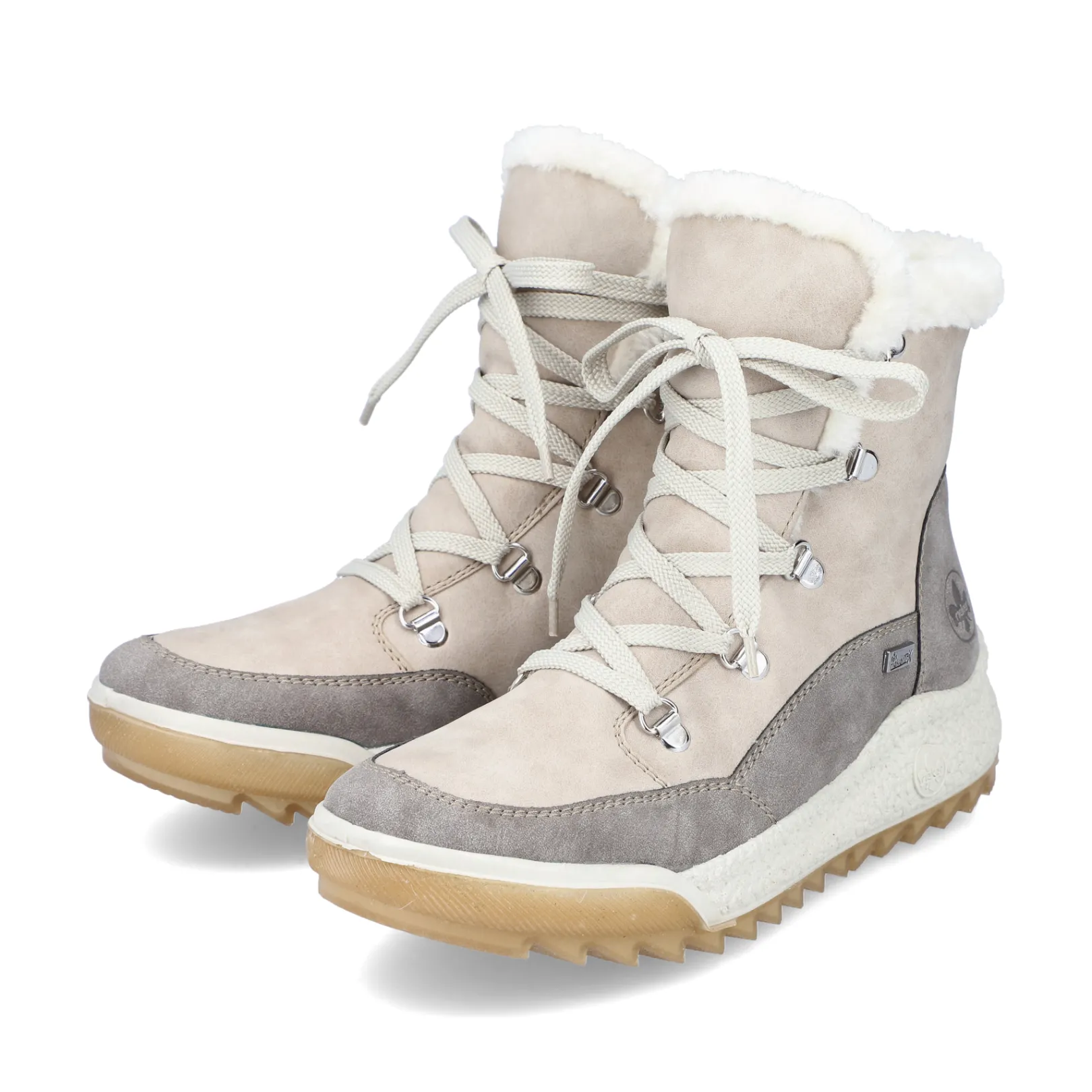 Rieker Stiefeletten & Boots | Fluffy<Damen Schnürstiefel hell Beige